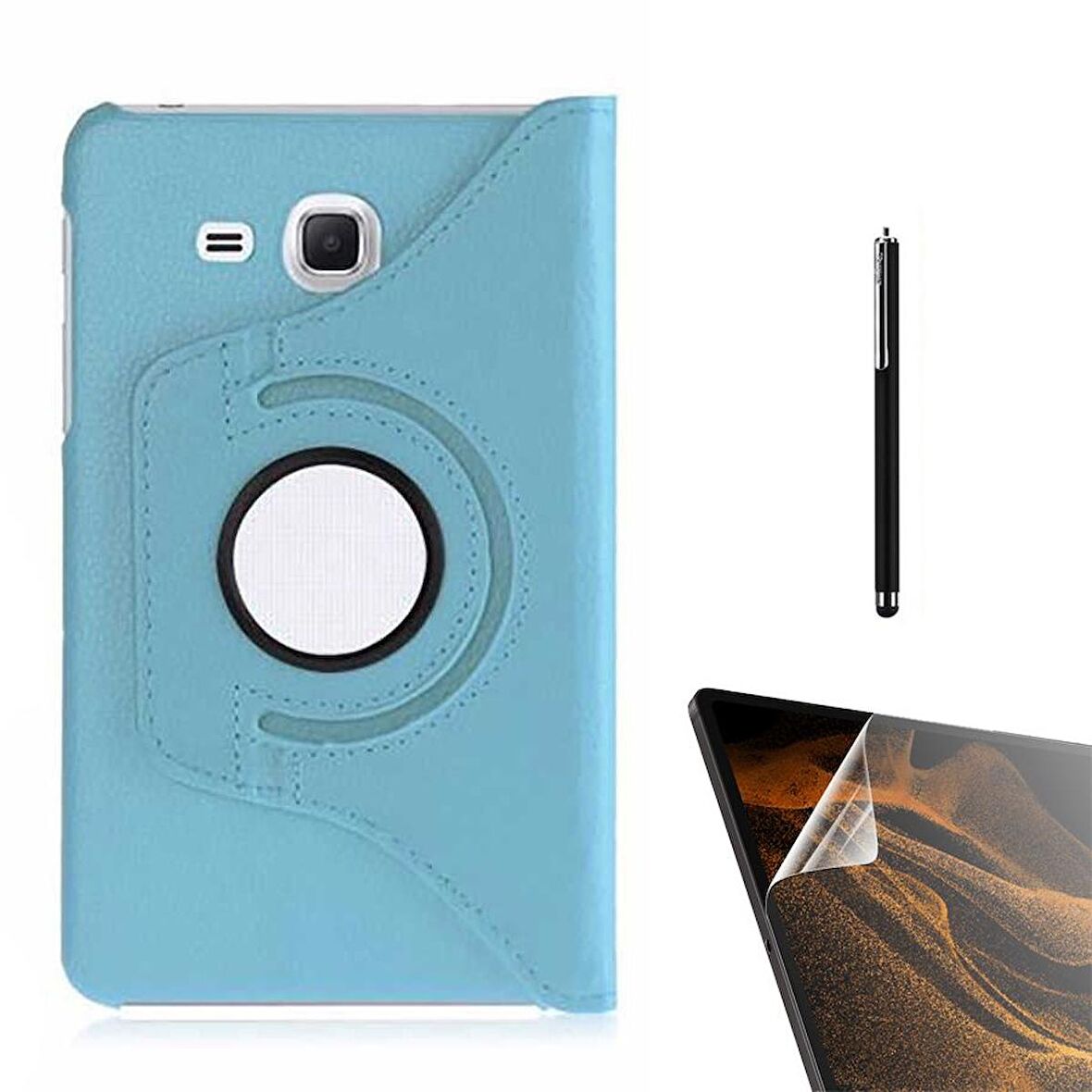 Gpack Samsung Galaxy Tab 4 T280 Kılıf Kapaklı Standlı 360 Dönebilen Koruma dn22  Nano  Kalem