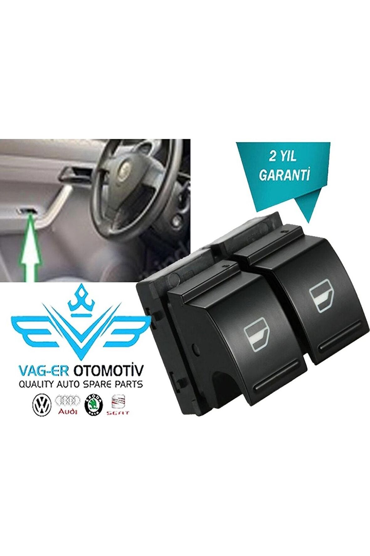 Seat Altea Xl 2007-2015 Ön Sol Cam Düğmesi Ikili 2 Li 2k0959857a