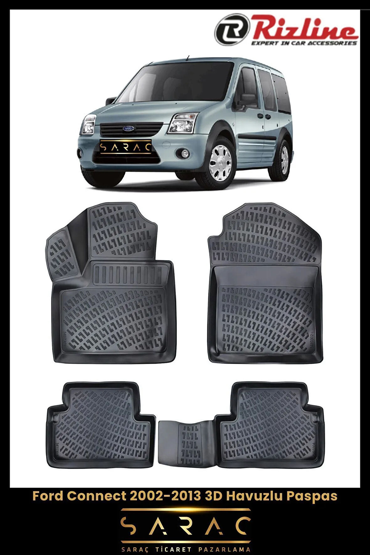 Rizline Ford Connect 2010 Model 3D Havuzlu Paspas