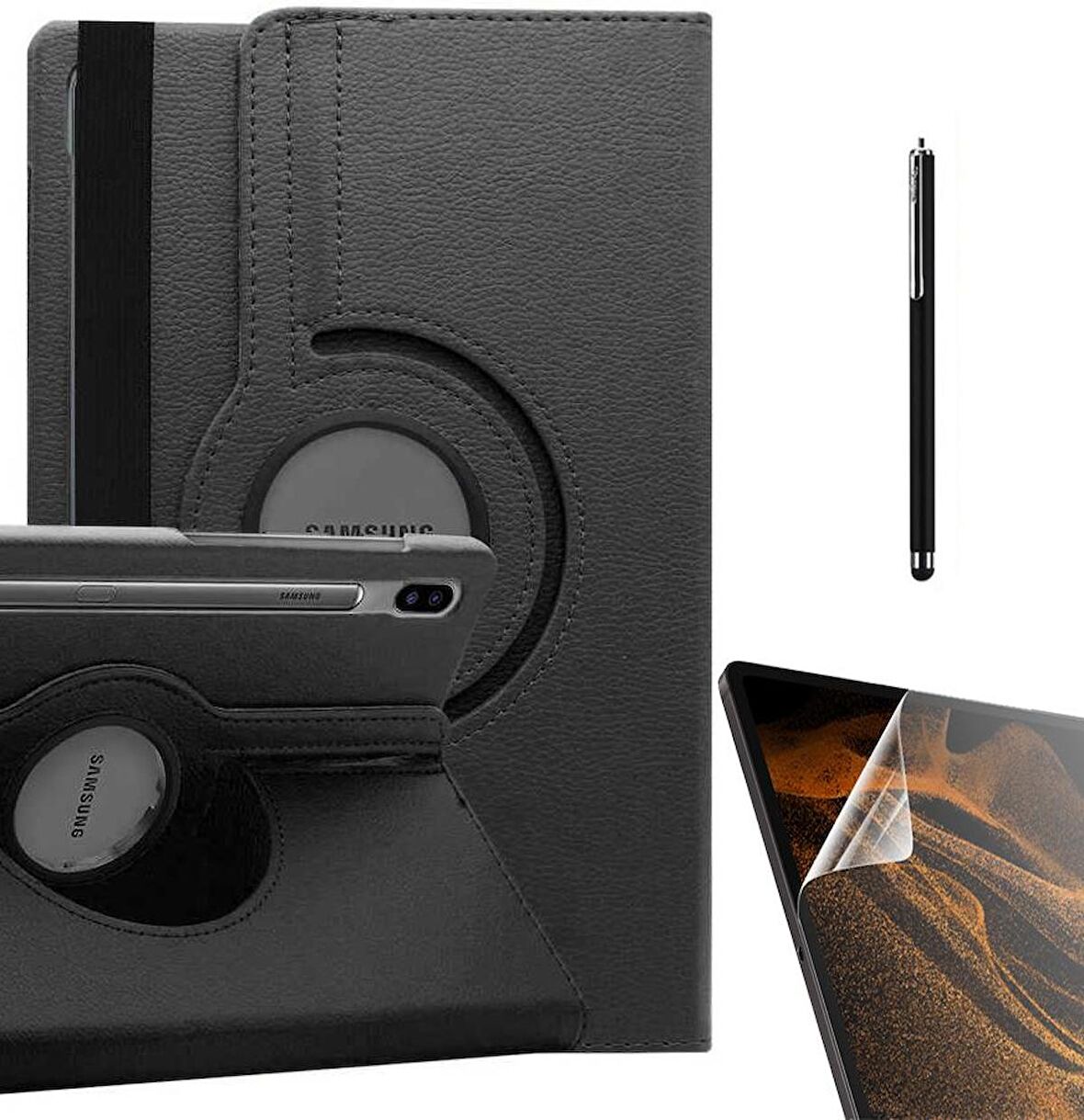 Gpack Samsung Galaxy Tab S7 Fe T733 Kılıf Kapaklı Standlı 360 Dönebilen Koruma dn22  Nano  Kalem