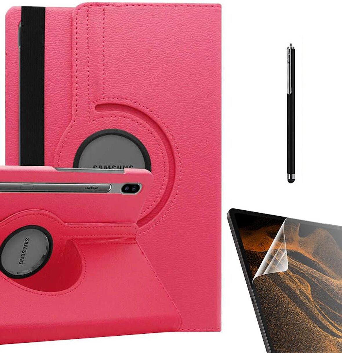 Gpack Samsung Galaxy Tab S7 Fe T733 Kılıf Kapaklı Standlı 360 Dönebilen Koruma dn22  Nano  Kalem