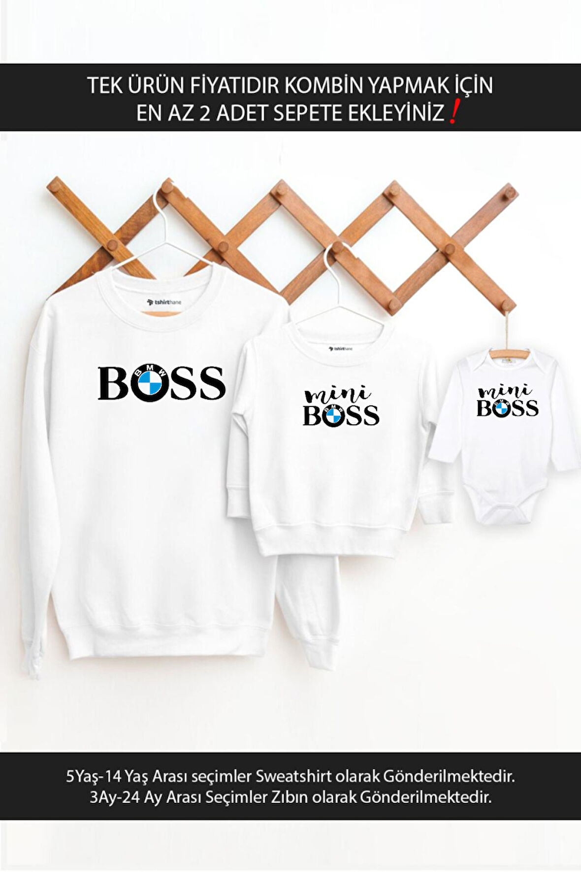 Boss Mini Boss Bmw Baba Oğul Kız (TEK ÜRÜN FİYATIDIR KOMBİN İÇİN EN AZ 2 ADET SEPETE EKLEYİNİZ)