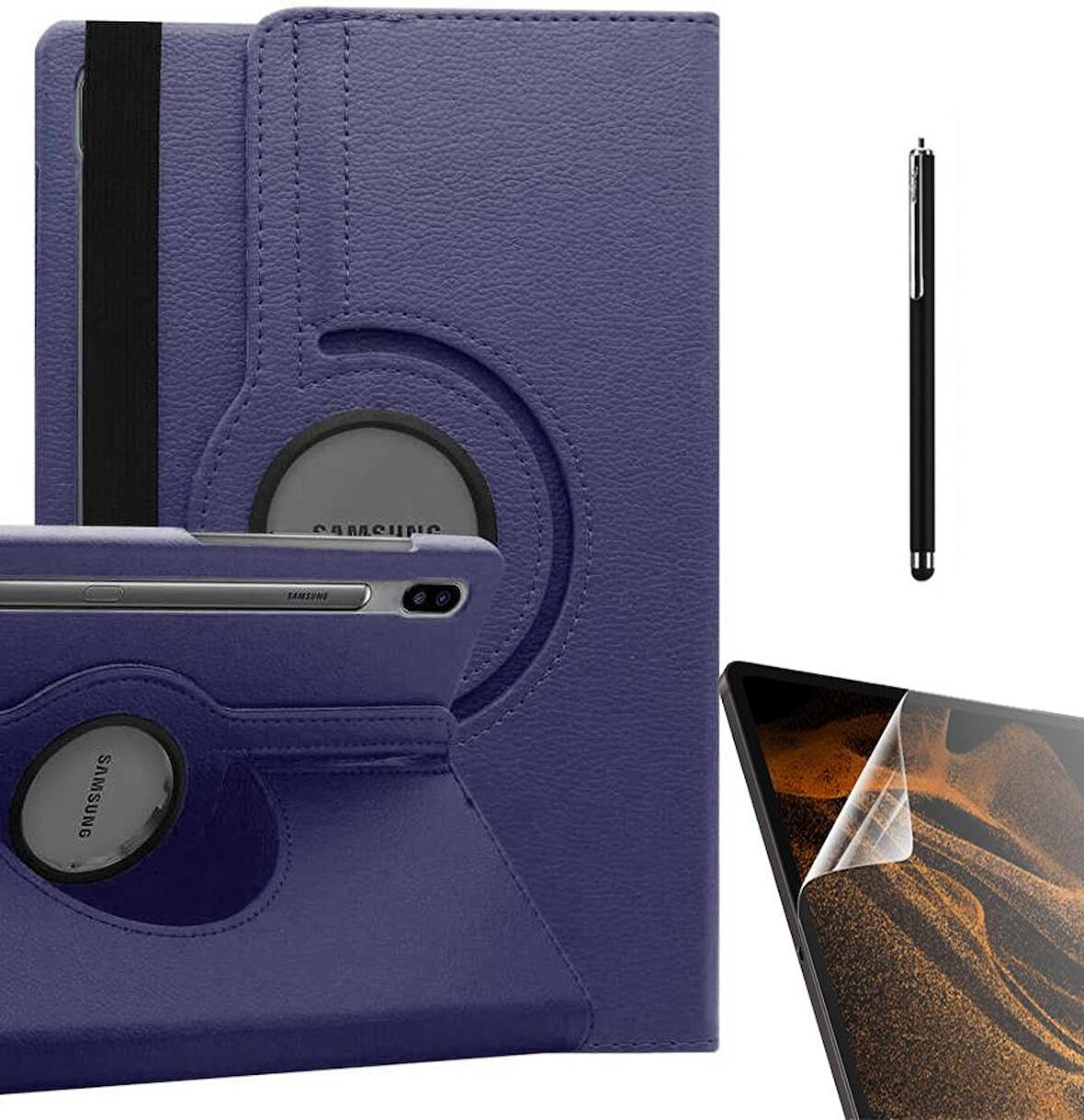 Gpack Samsung Galaxy Tab S7 Fe T737 Kılıf Kapaklı Standlı 360 Dönebilen Koruma dn22  Nano  Kalem