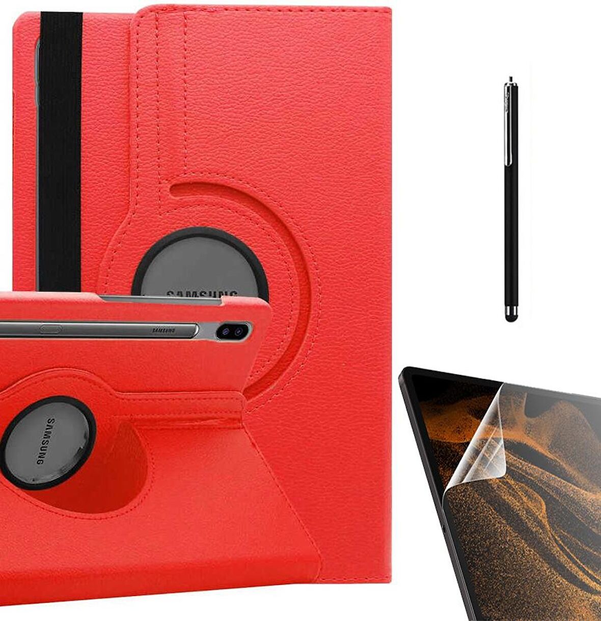 Gpack Samsung Galaxy Tab S7 Fe T737 Kılıf Kapaklı Standlı 360 Dönebilen Koruma dn22  Nano  Kalem