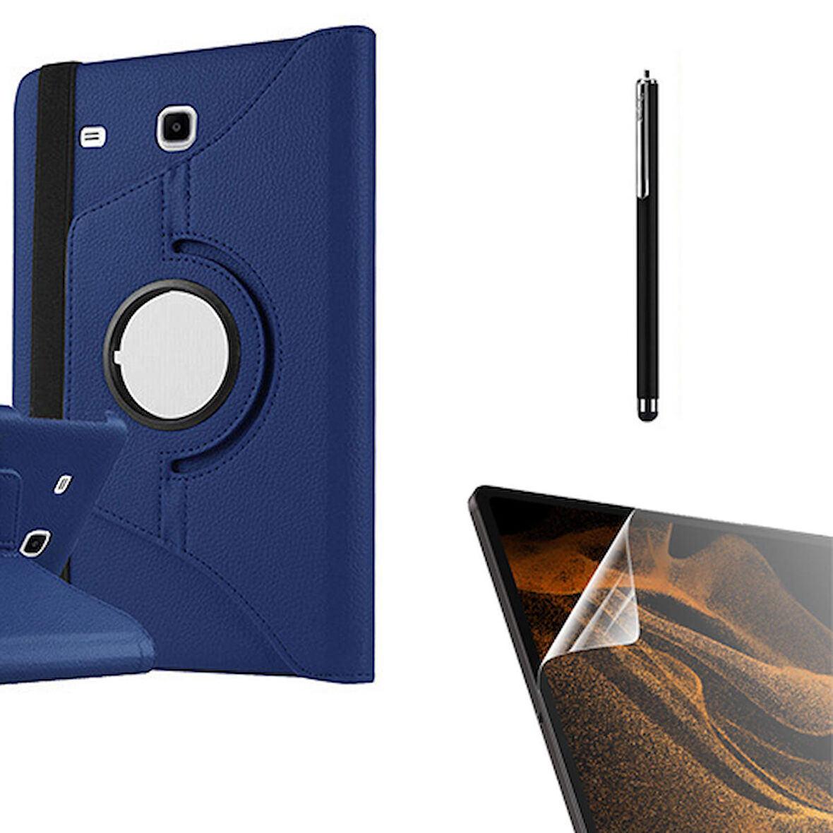 Gpack Samsung Galaxy Tab E T560 9.6 Kılıf Kapaklı Standlı 360 Dönebilen Koruma dn22  Nano  Kalem