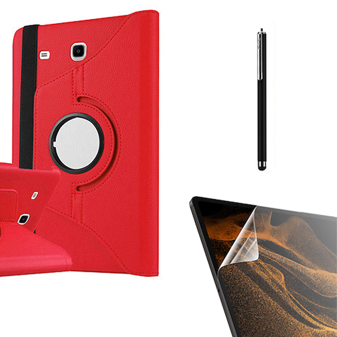 Gpack Samsung Galaxy Tab E T560 9.6 Kılıf Kapaklı Standlı 360 Dönebilen Koruma dn22  Nano  Kalem