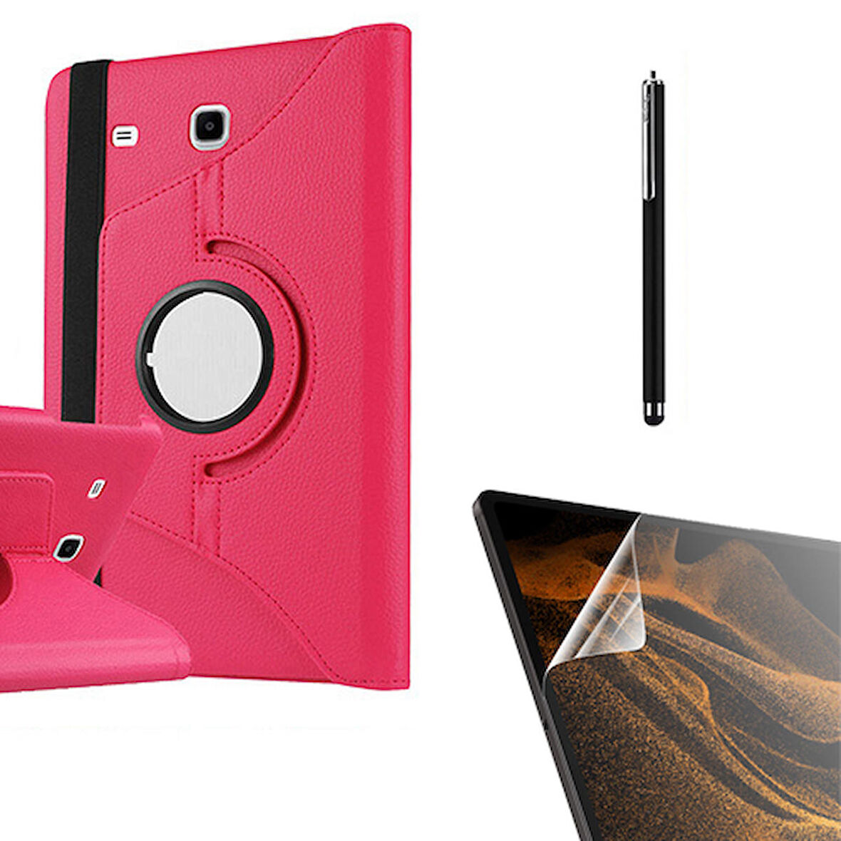 Gpack Samsung Galaxy Tab E T560 9.6 Kılıf Kapaklı Standlı 360 Dönebilen Koruma dn22  Nano  Kalem