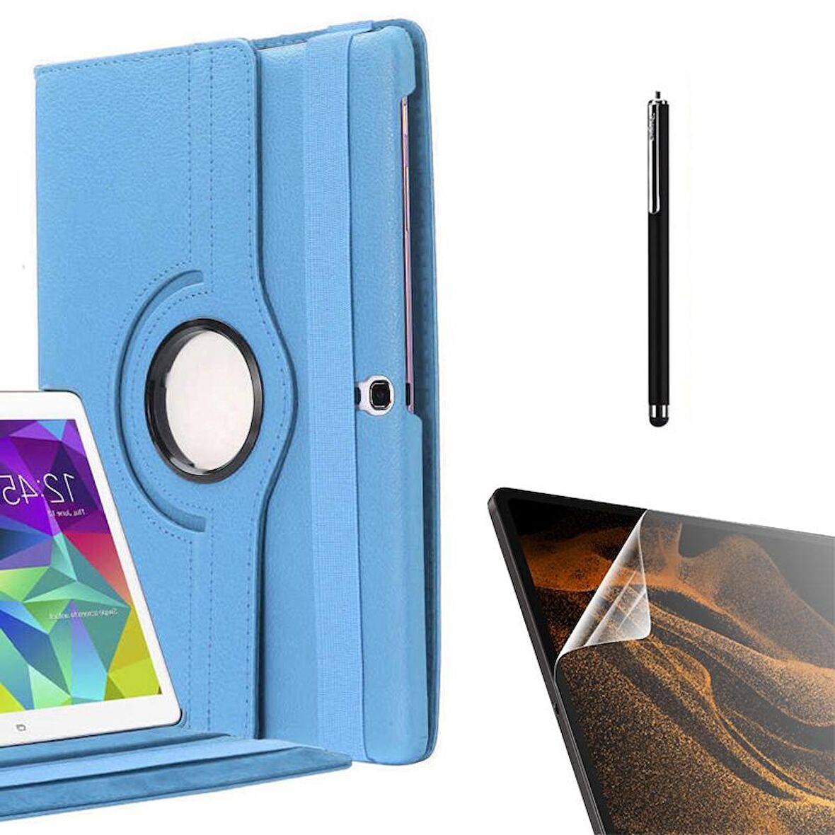 Gpack Samsung Galaxy Tab S3 9.7 T820 Kılıf Kapaklı Standlı 360 Dönebilen Koruma dn22  Nano  Kalem