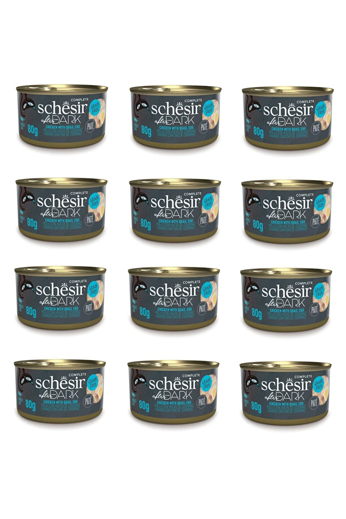 Schesir After Dark Pate Tavuk ve Bıldırcın Yumurtalı Kedi Konserve 80 Gr. X 12 Adet