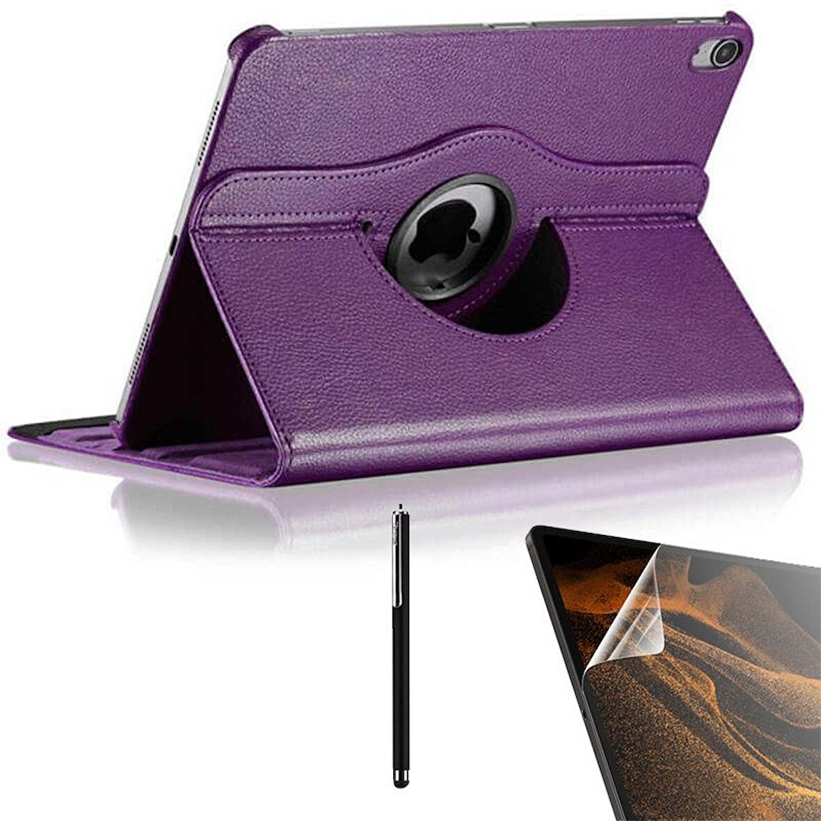 Gpack Apple iPad Pro 12.9 2018 3.Nesil Kılıf Kapaklı Standlı 360 Dönebilen Koruma dn33  Nano  Kalem