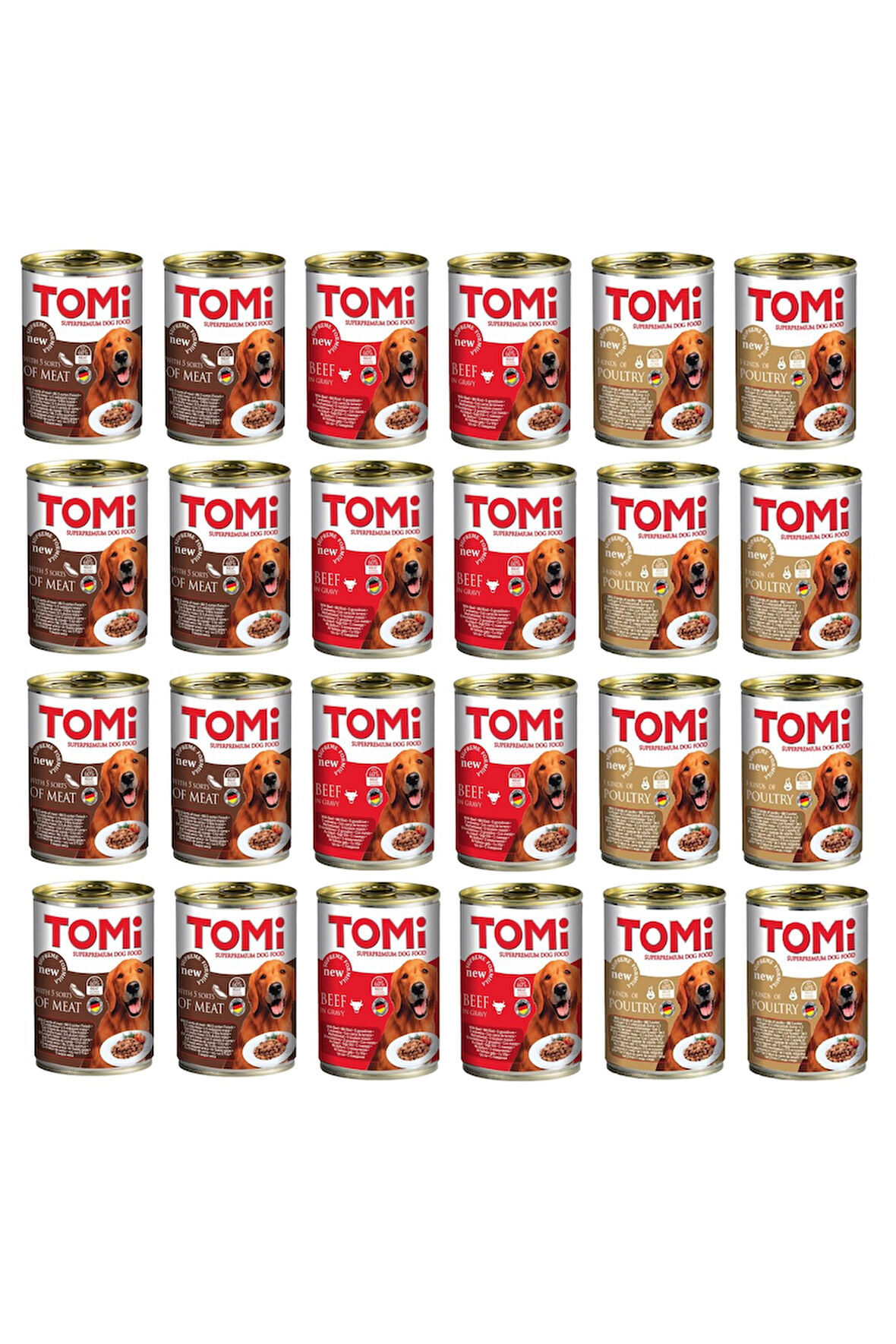 Tomi 3 Çeşit Karma  Gravy Soslu Köpek Konservesi 400 Gr. X 24 Adet