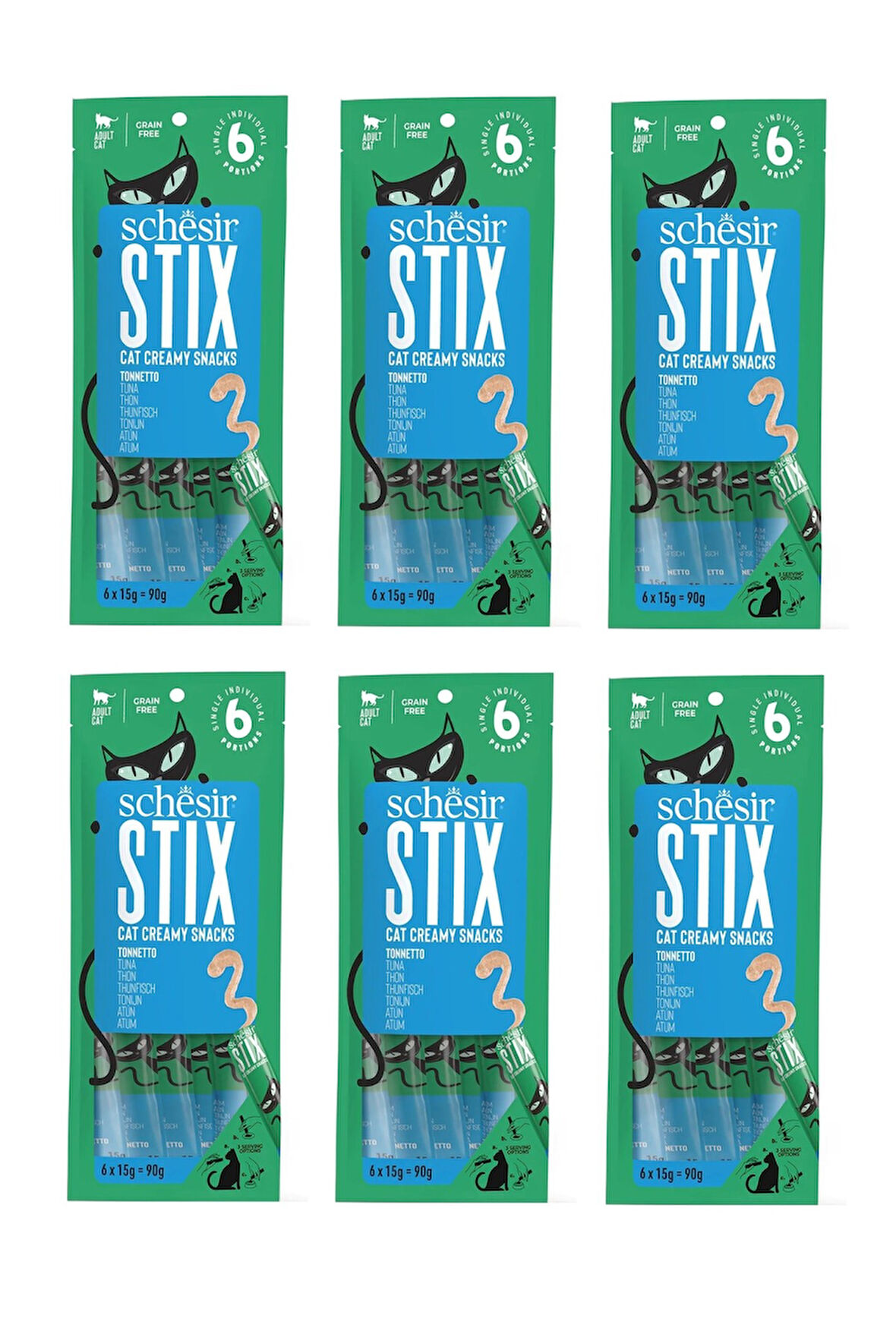 Schesir Stix Ton Balıklı Krema Kedi Sıvı Ödülü 6 X 15 Gr. 6 Lı Paket