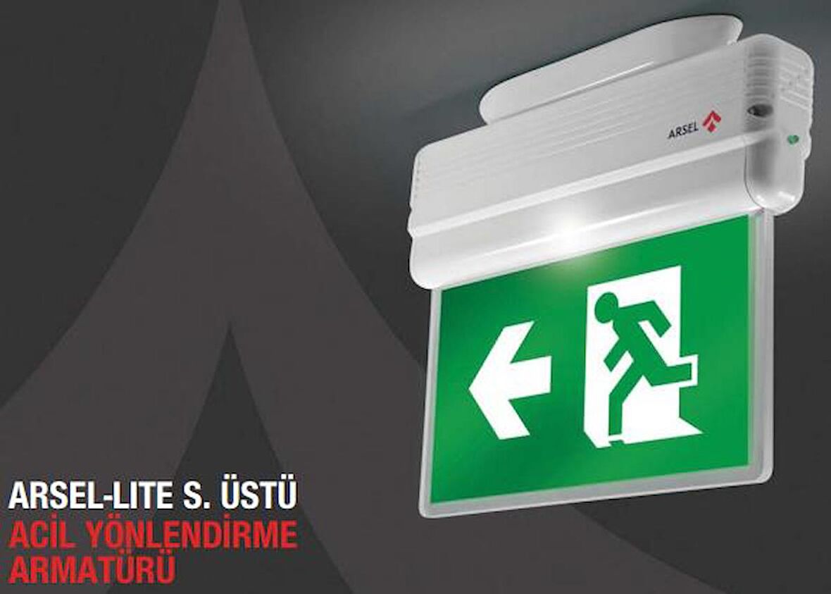 Arsel Arselite AE-1020-S Sıva Üstü Ledli Acil Çıkış Yönlendirme Armatürü Şebekeden Yanan 500 Lümen LED