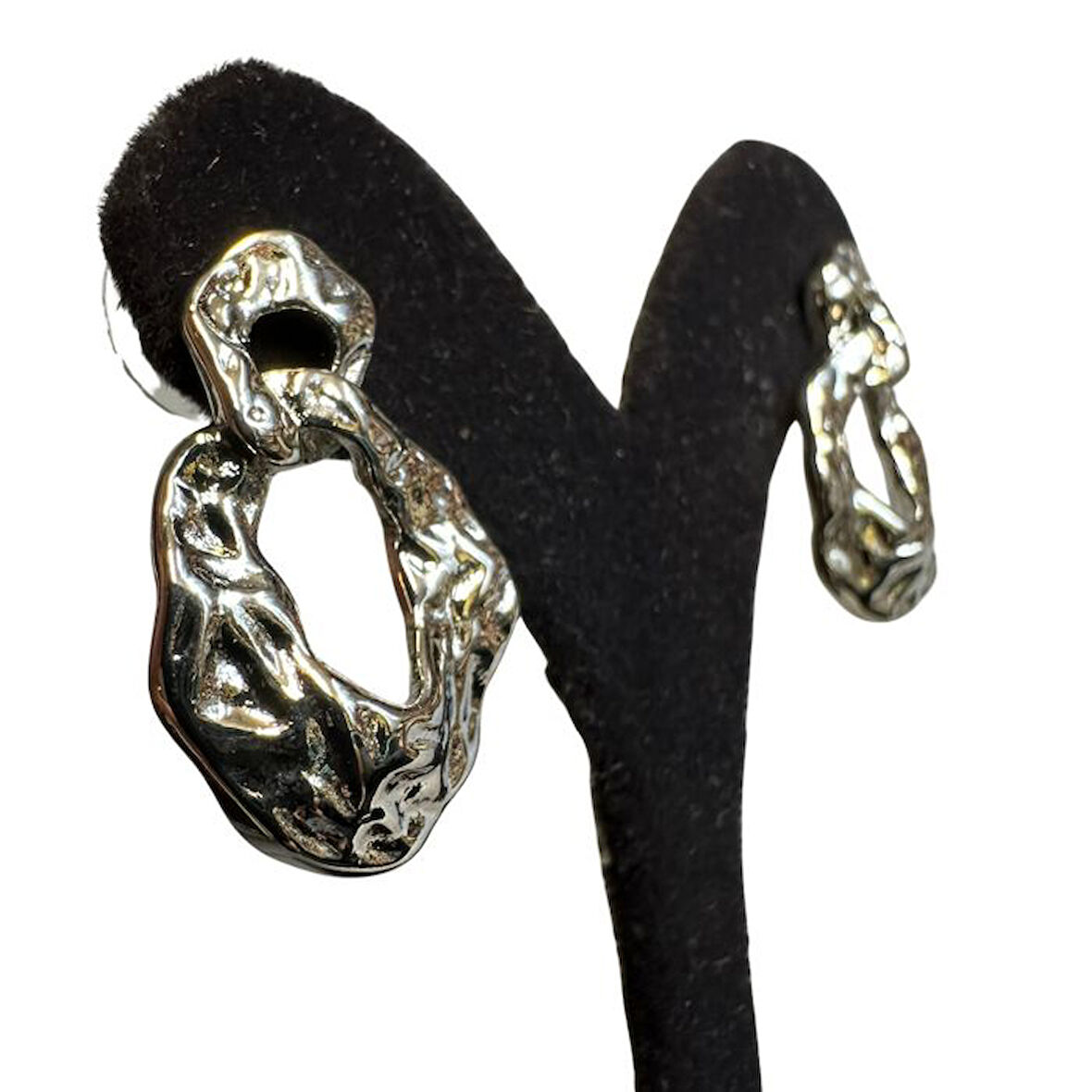 Uretti - İREM 3914 Asimetrik Kabartmalı Model Oval Küpe