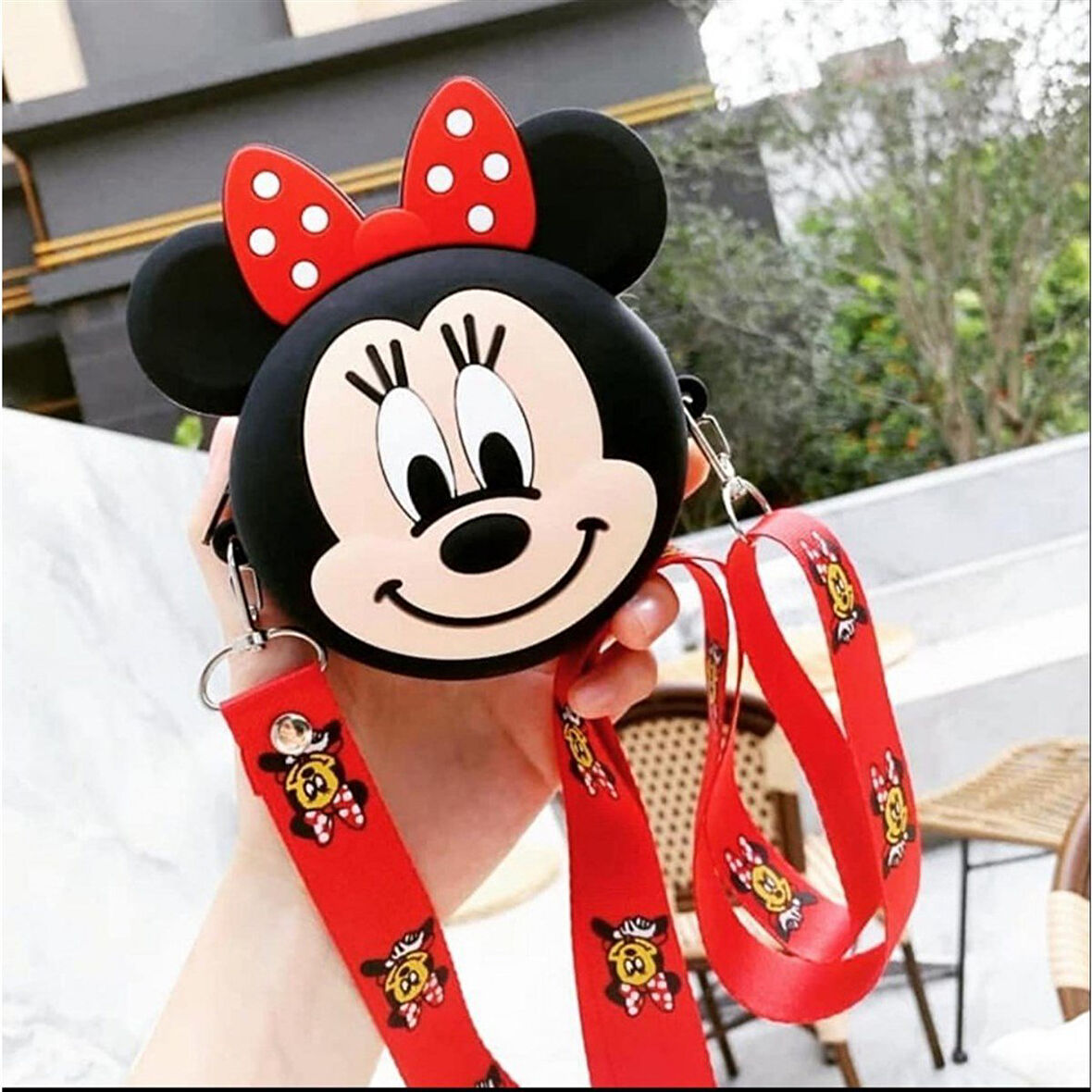 Mickey Mouse Minnie Mouse Tasarım Silikon Omuz Askılı Çanta