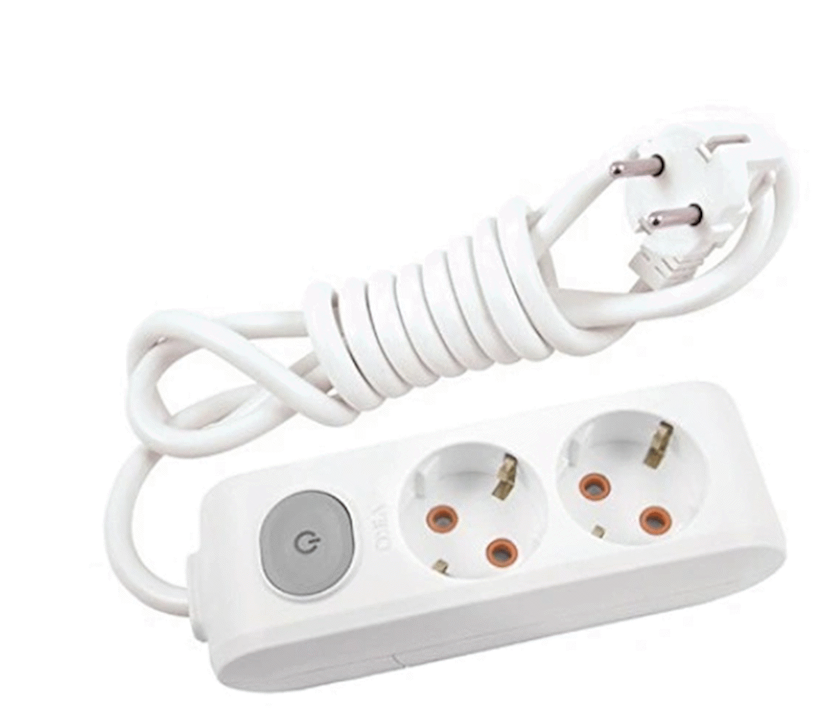 Viko 2 li Anahtarlı Priz 3x1,5 mm Uzatma Beyaz 7 Mt.