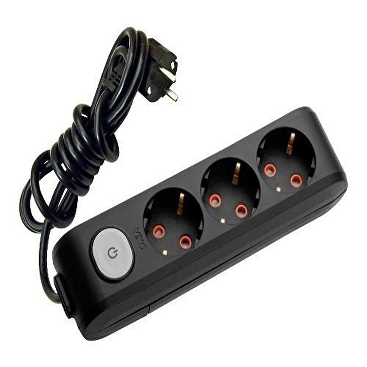 Viko 3 lü Anahtarlı Priz 3x1,5 mm Uzatma Siyah 9 Mt.