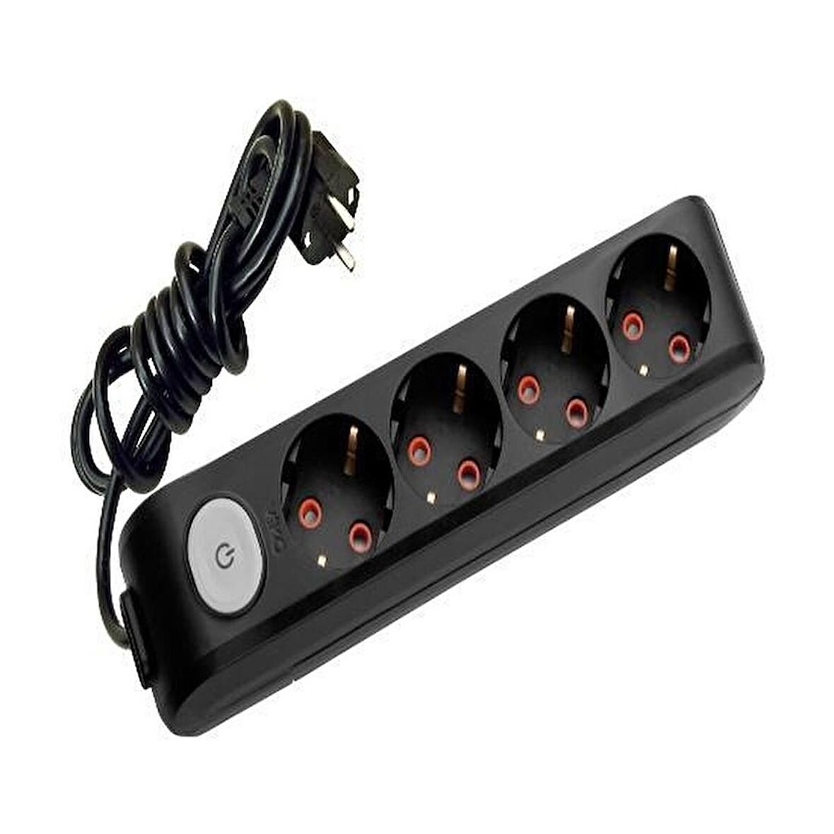 Viko 4 lü Anahtarlı Priz 3x1,5 mm Uzatma Siyah 7 Mt.