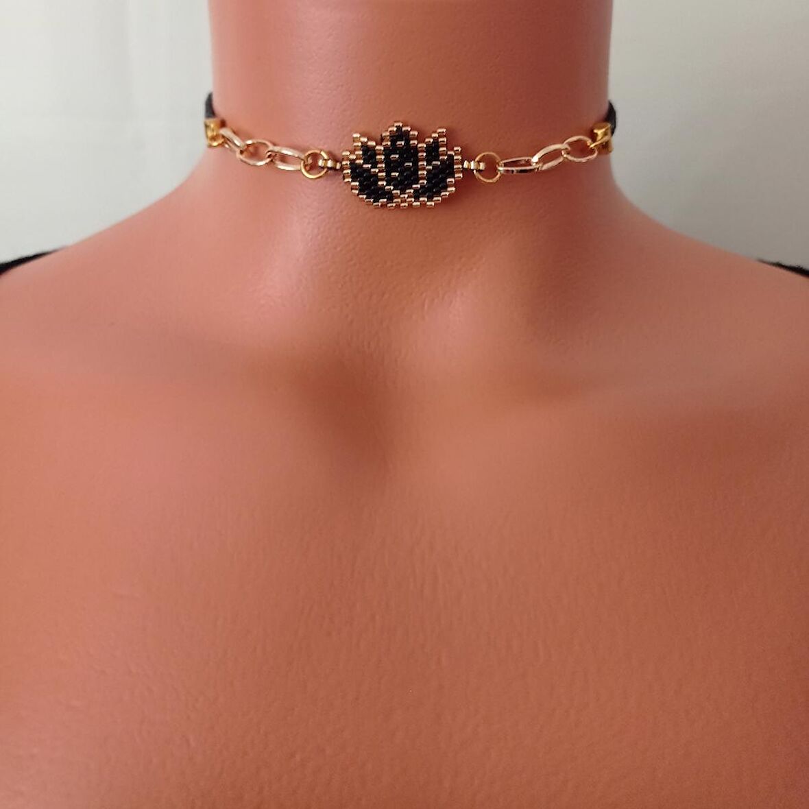 Miyuki Lotus Çiçekli Choker