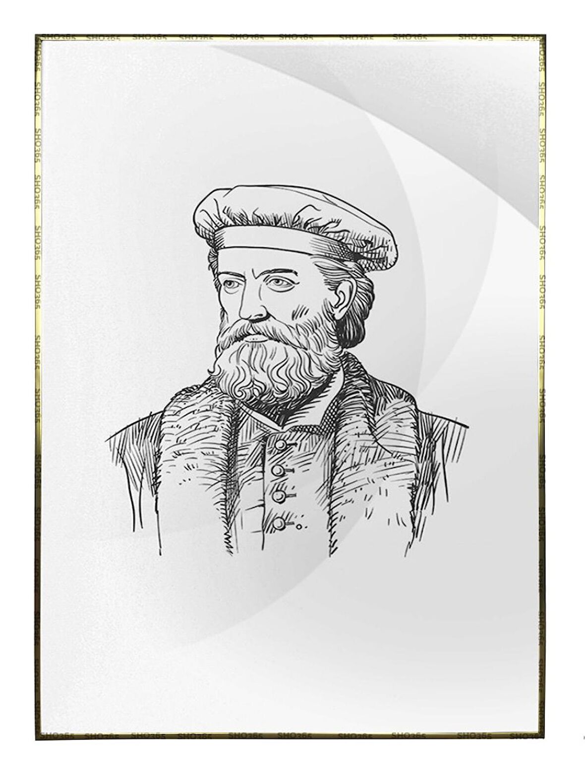 Shop365 Marco Polo Portre İtalyan Kaşif Çizim Tablo Çerçeveli P-000098