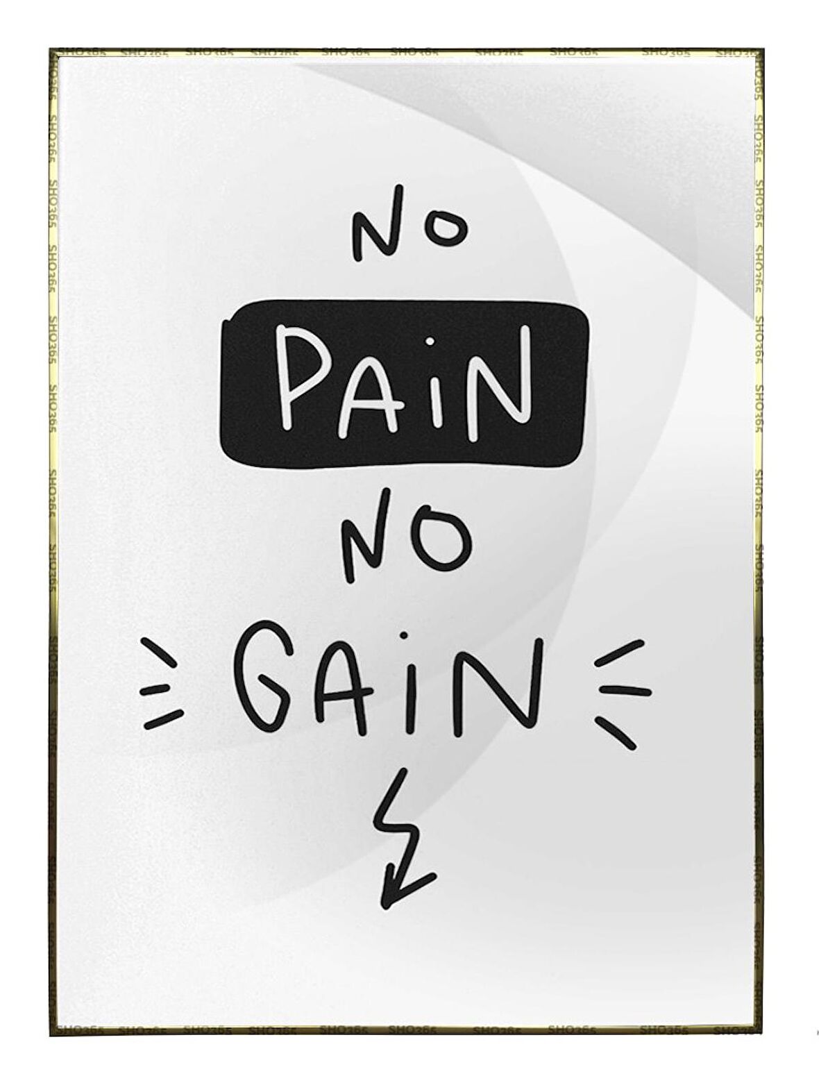 Shop365 No Pain No Gain İngilizce Yazı Motivasyon Tablo Çerçeveli P-000374
