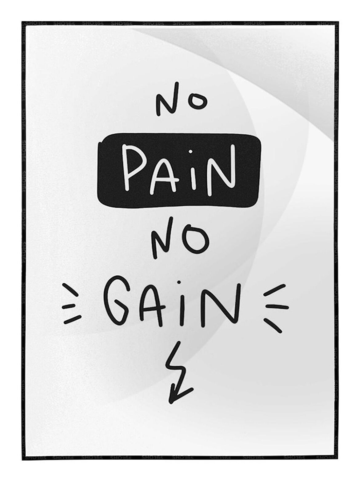 Shop365 No Pain No Gain İngilizce Yazı Motivasyon Tablo Çerçeveli P-000374