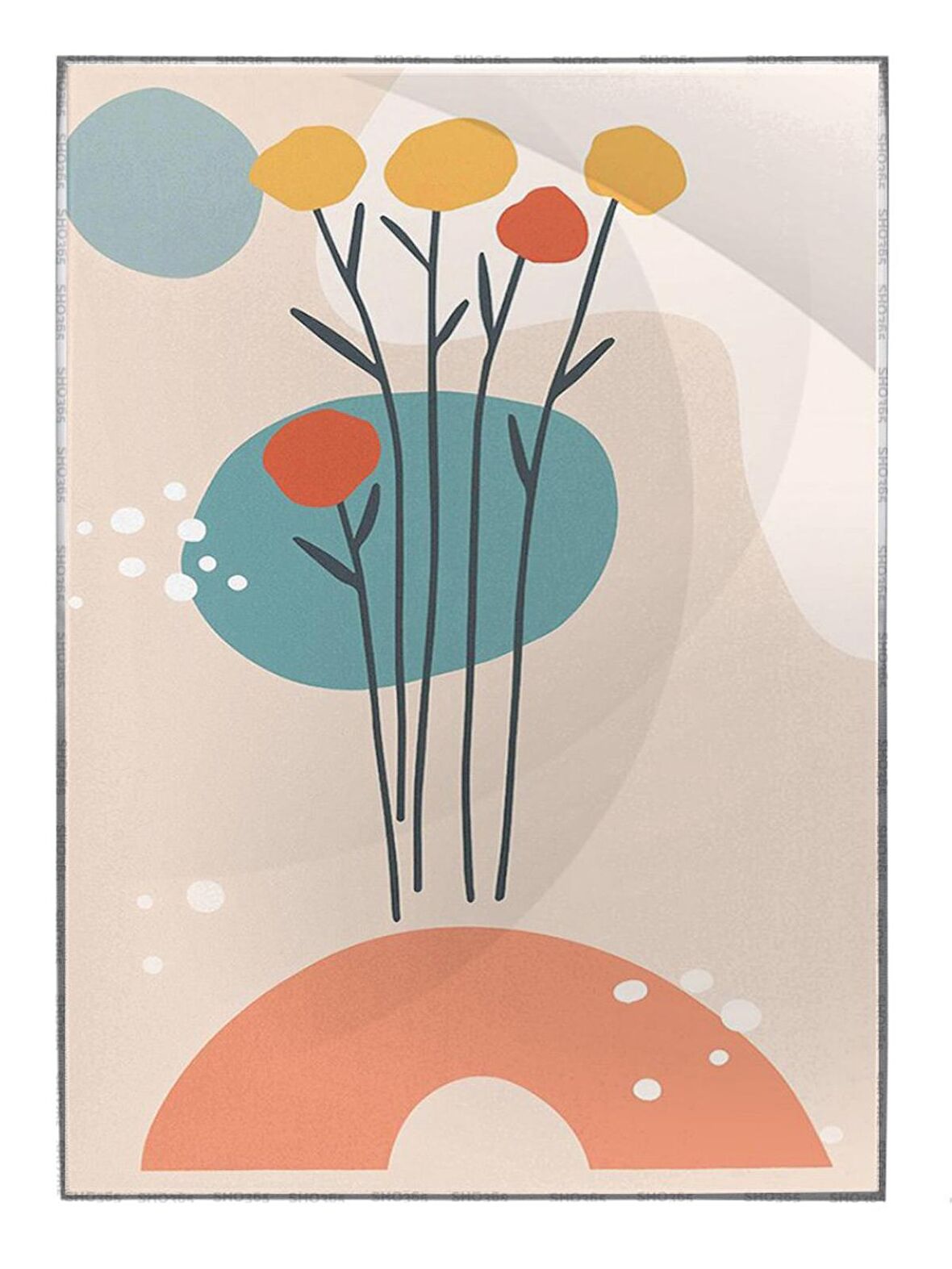 Shop365 Çağdaş Sanat Pastel Renkler Modern Sanat Tuval Tablo Çerçeveli P-000437