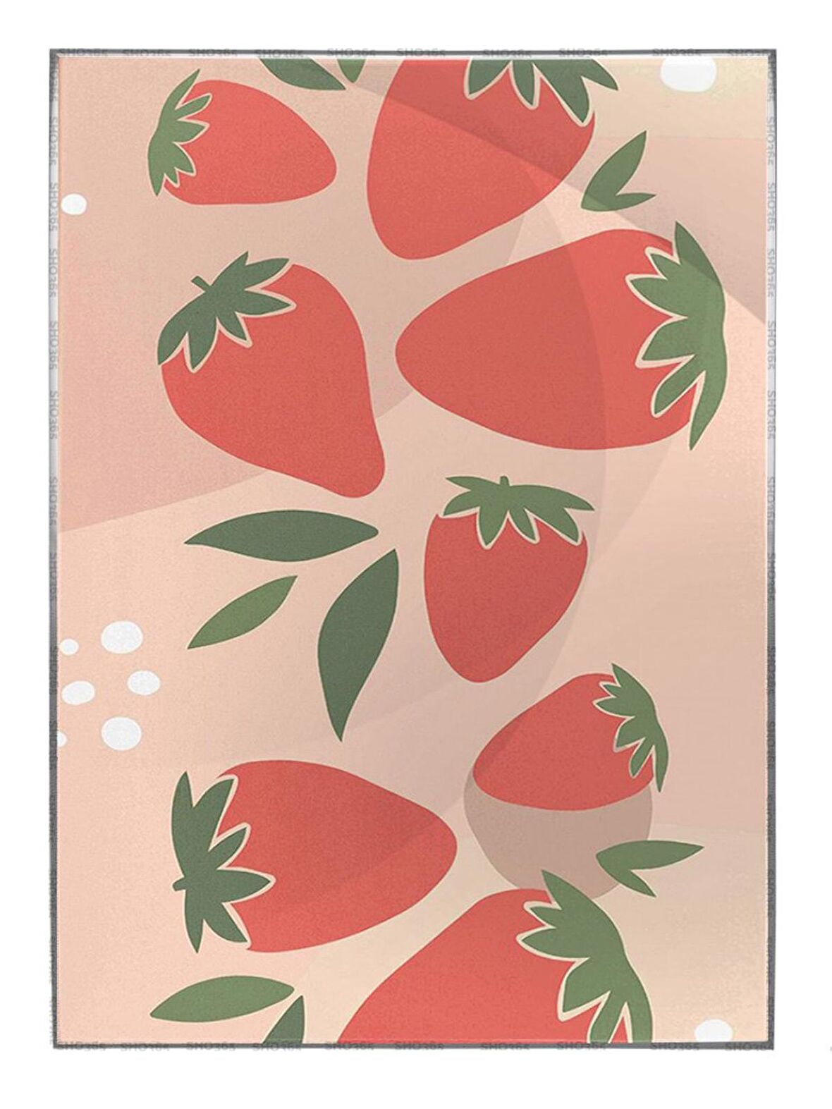 Shop365 Çilekler ve Şekiller Pastel Renkler Modern Tablo Çerçeveli P-000459