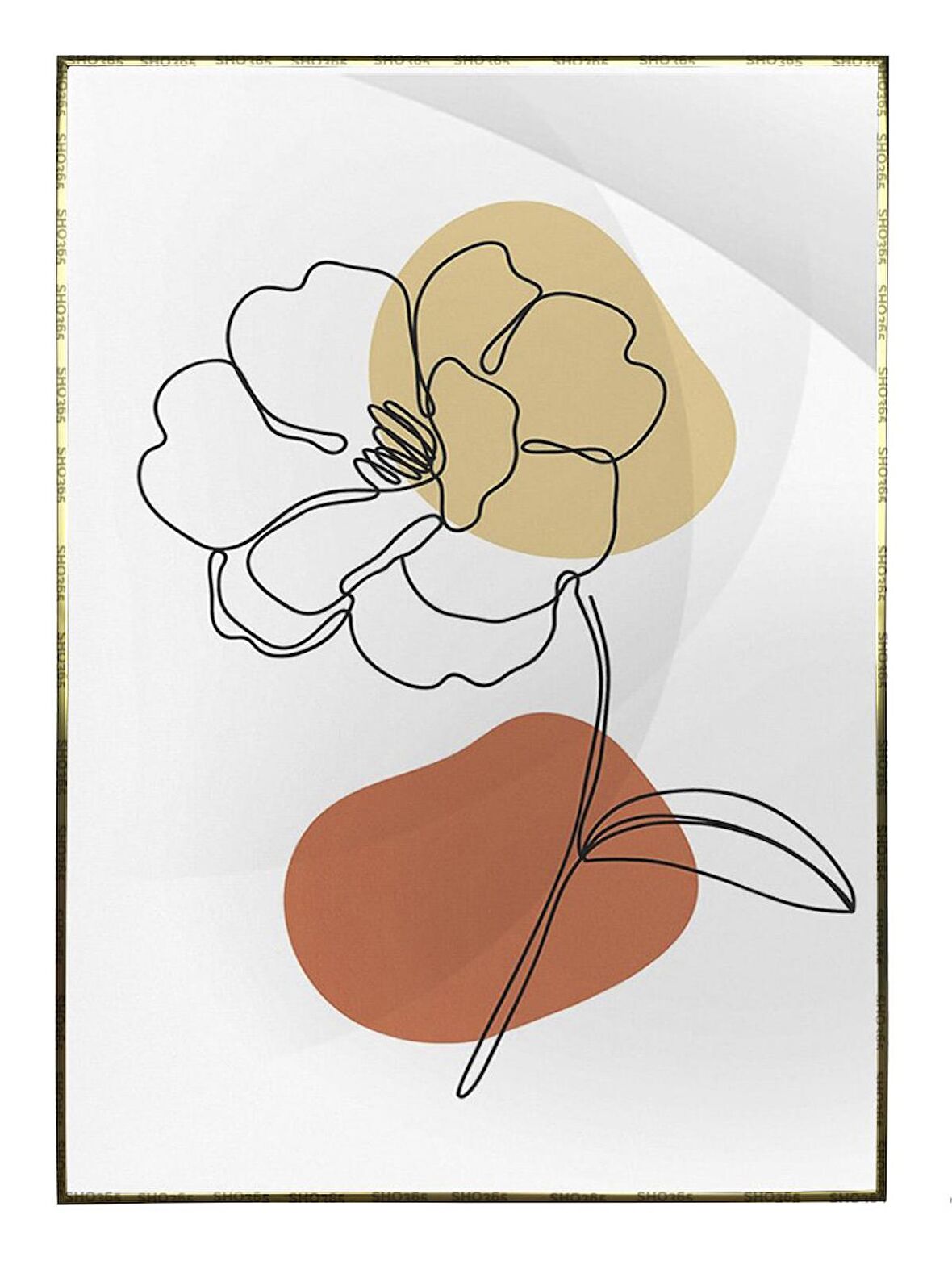 Shop365 Çiçekler ve Şekiller Sarı Turuncu Renkler Modern Tablo Çerçeveli P-000496