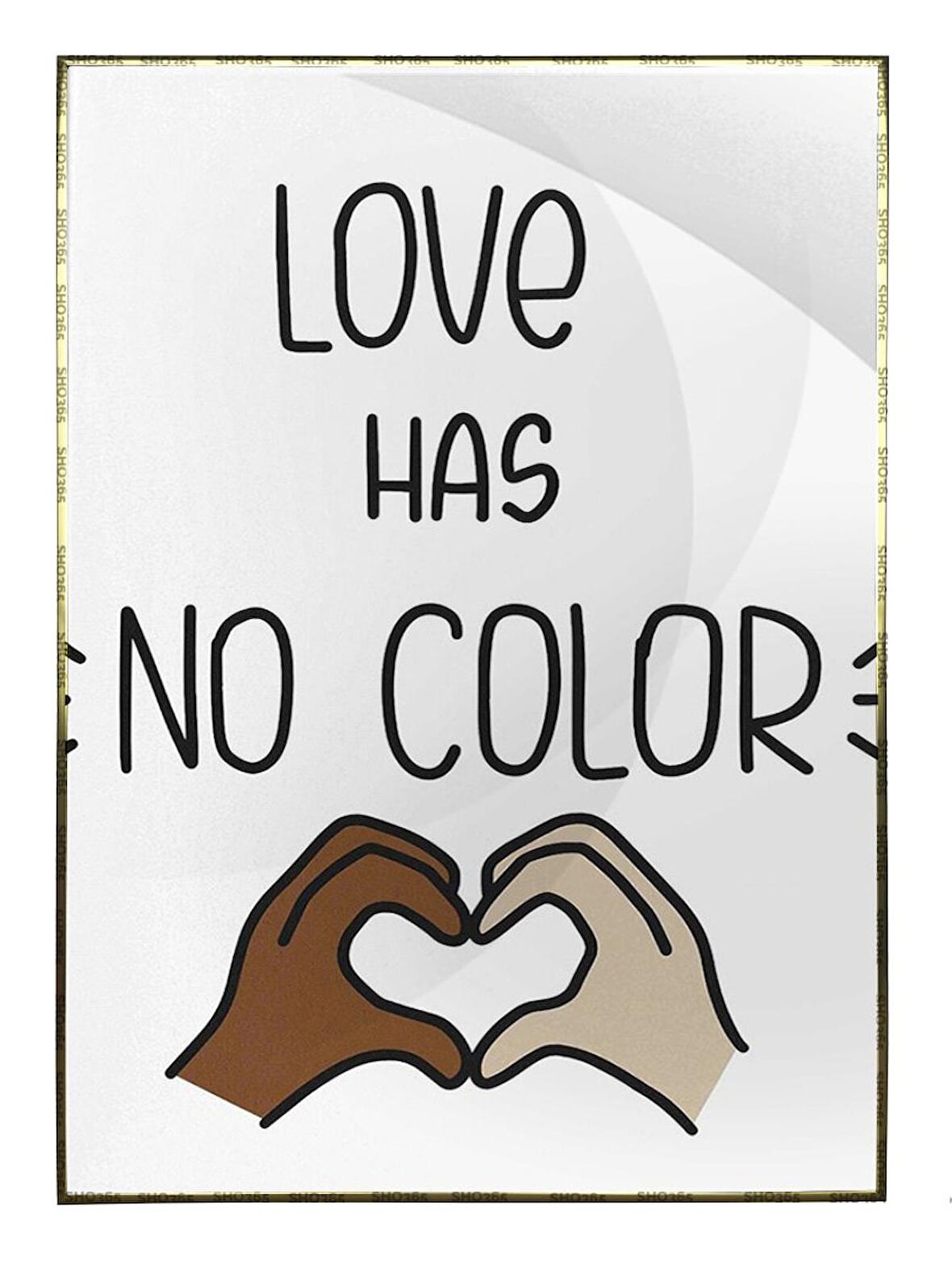 Shop365 Love Has No Color İngilizce Yazı Aşk ile İlgili Tablo Çerçeveli P-000514