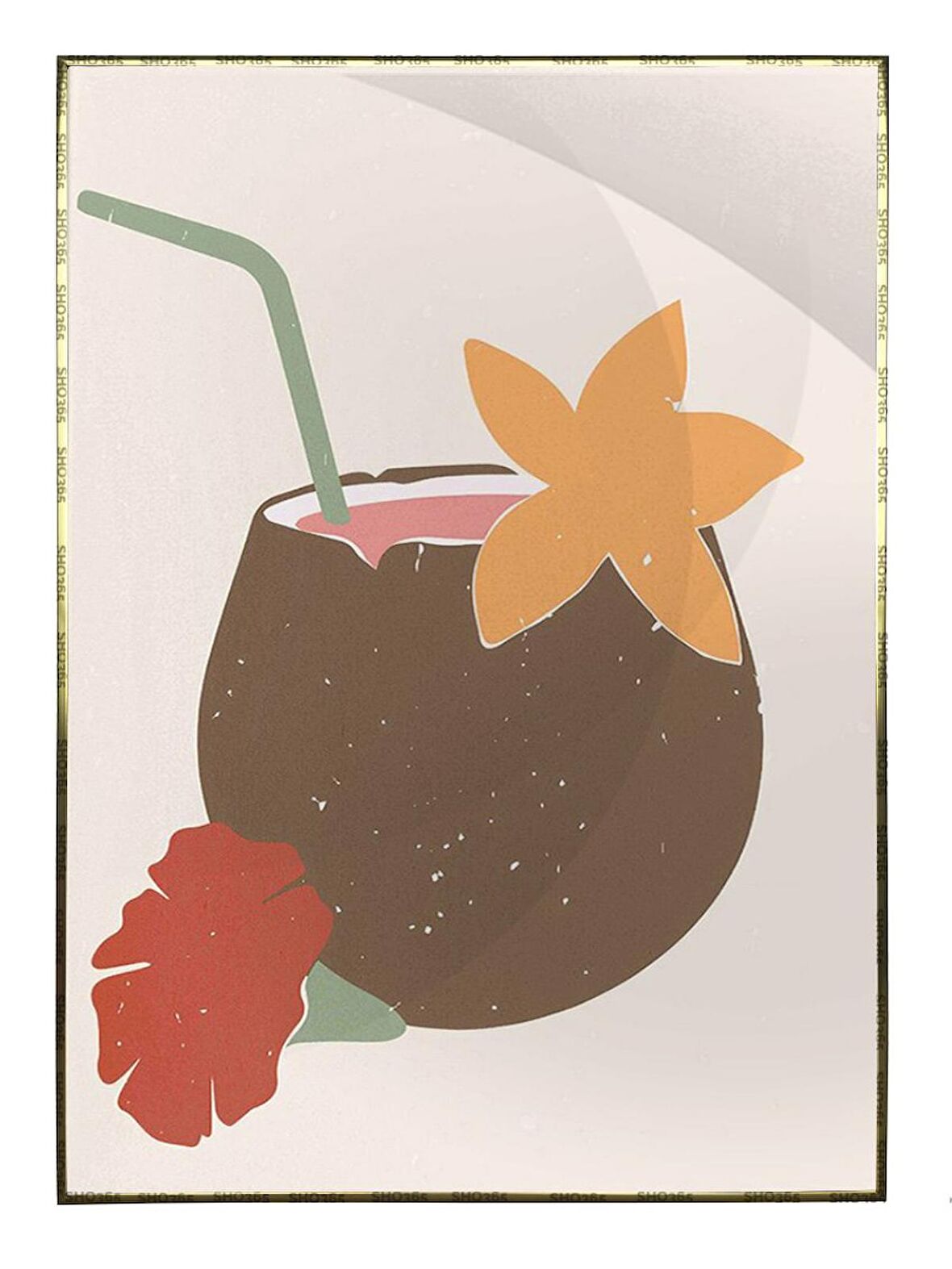 Shop365 Natürmort illüstrasyon Çizim Pastel Renkler Modern Sanat Tuval Tablo Çerçeveli P-000546