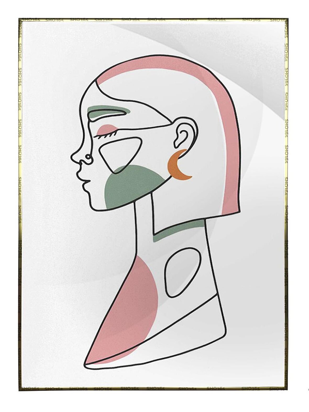 Shop365 Kadın Çizim Renkli Beyaz Güzellik Moda Modern Tablo Çerçeveli P-000626