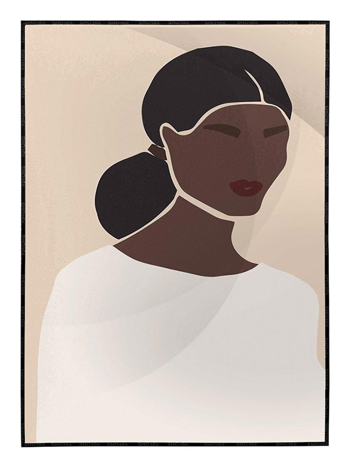 Shop365 Gelin Portresi İllüstrasyon Modern Tablo Çerçeveli P-000632