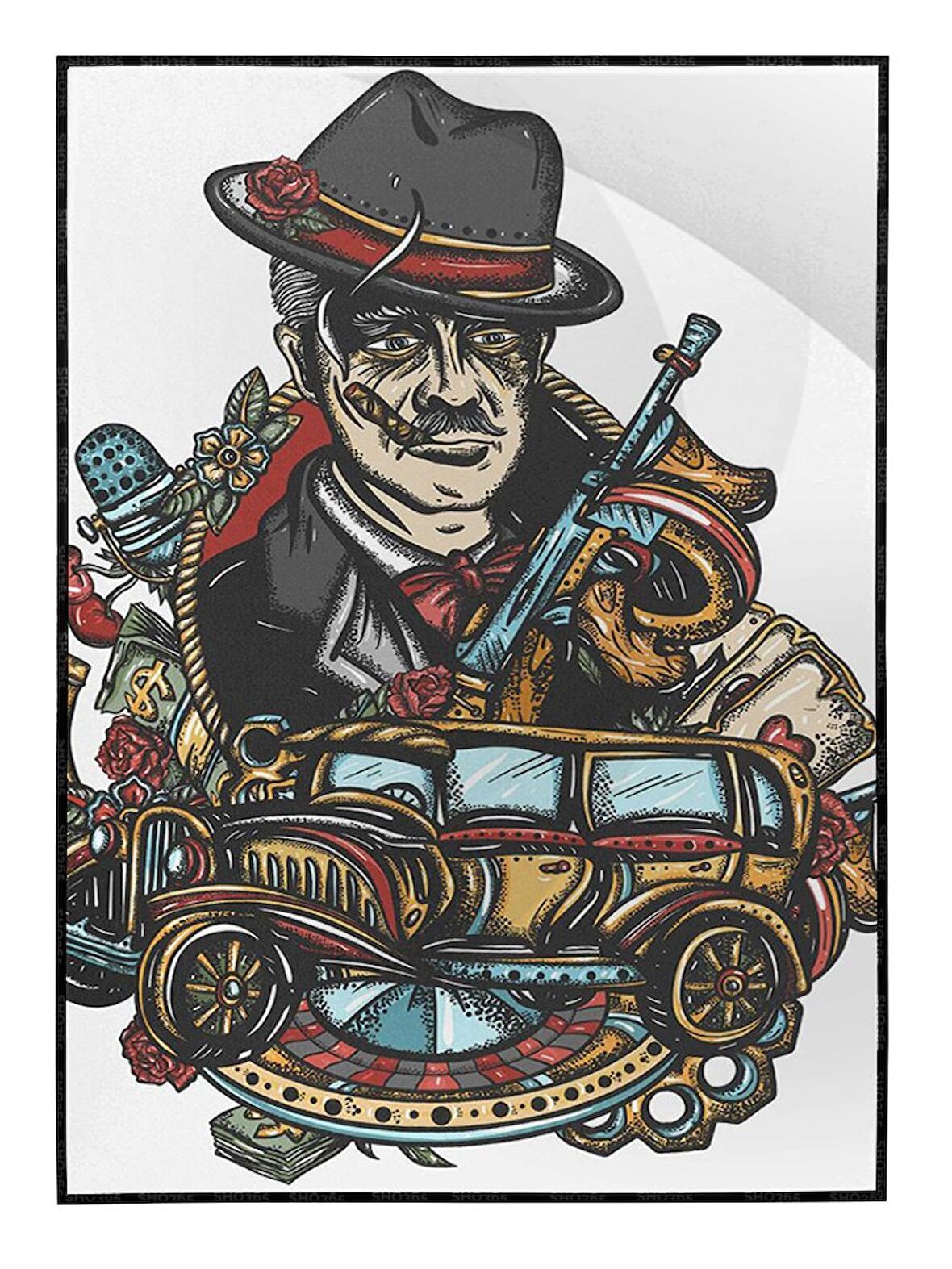 Shop365 Gangster İllüstrasyon Dekoratif Tablo Çerçeveli P-000633