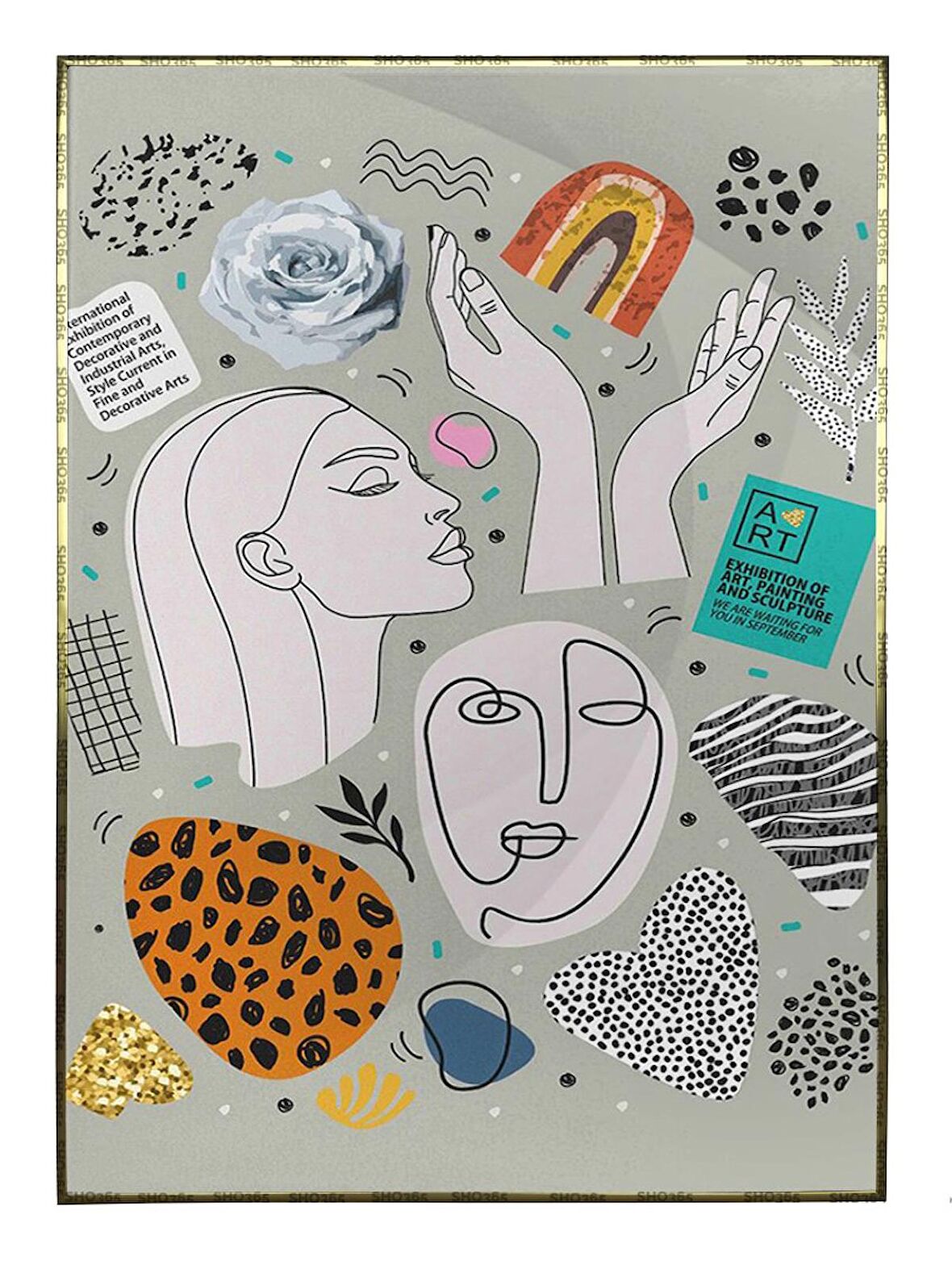 Shop365 Sergi için Müzik Edebiyat ve Resim Şekiller Lekeler Modern Sanat Tuval Poster P-000639