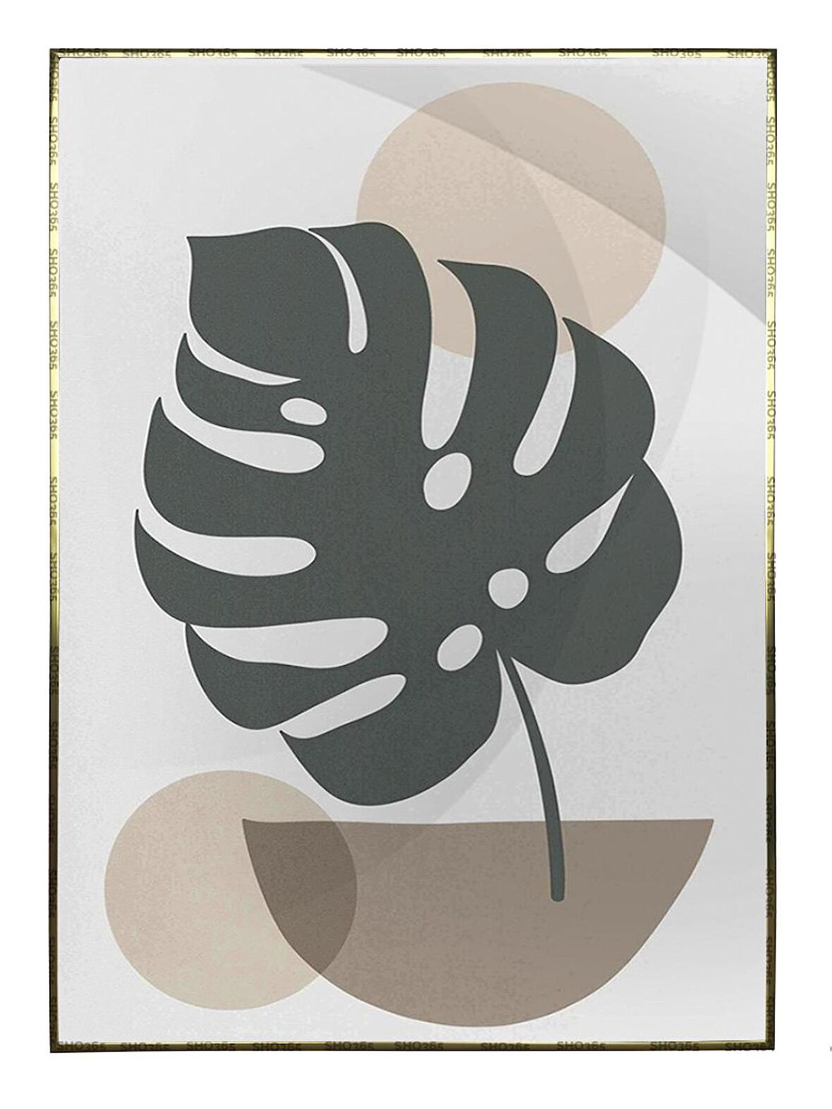 Shop365 Bitki Yapraklar ve Şekiller Modern Tablo Çerçeveli P-000673