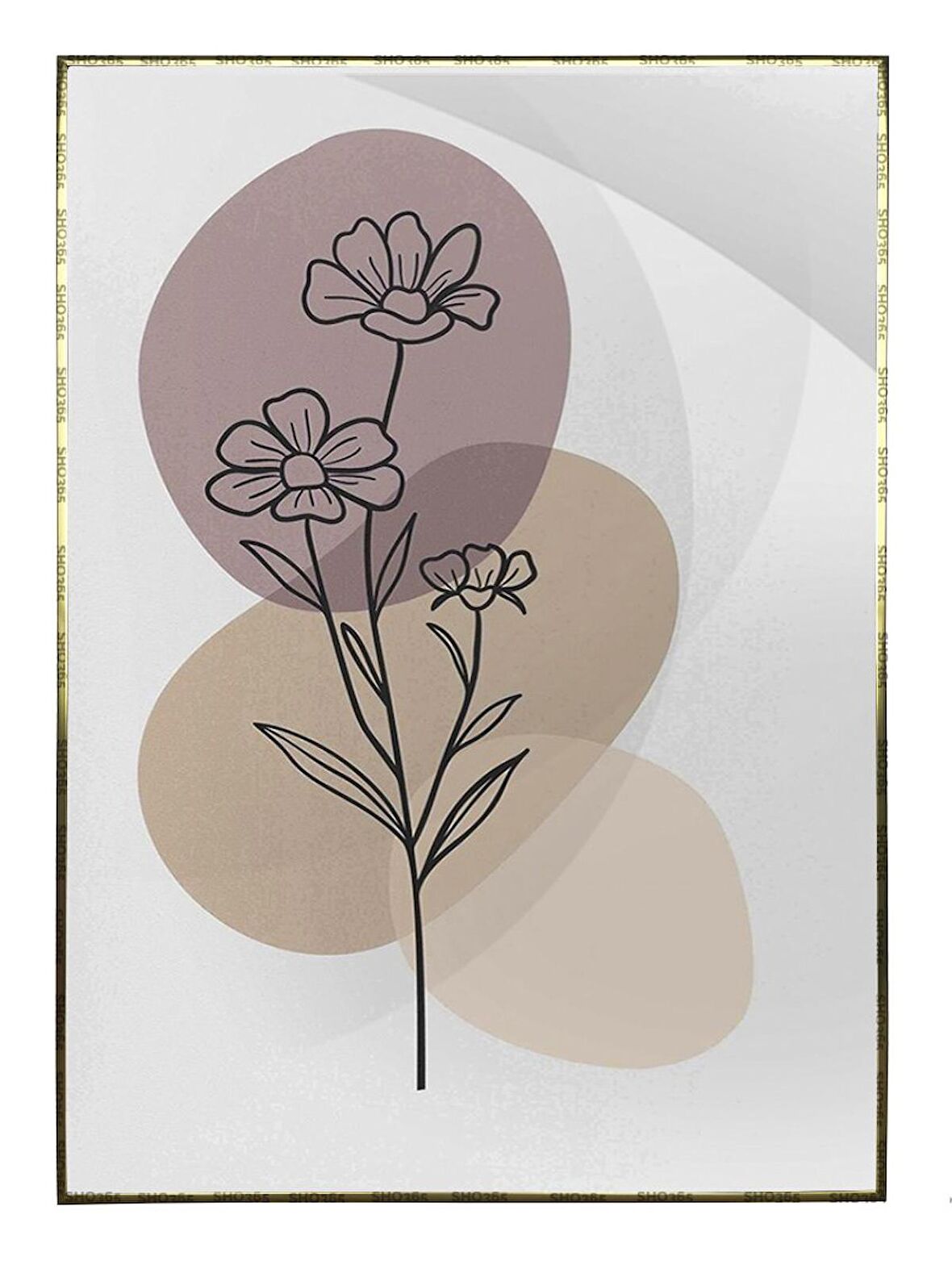 Shop365 Çiçekler Bitki Botanik İllüstrasyon Tablo Çerçeveli P-000711