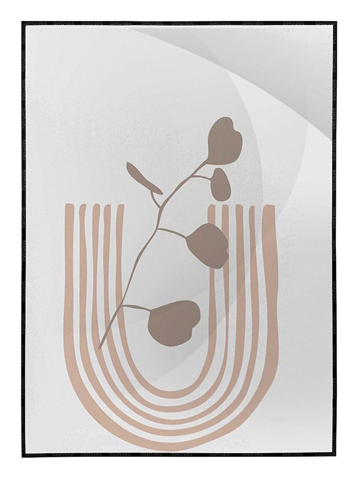 Shop365 Bitki Yapraklar ve Şekiller Modern Tablo Çerçeveli P-000722