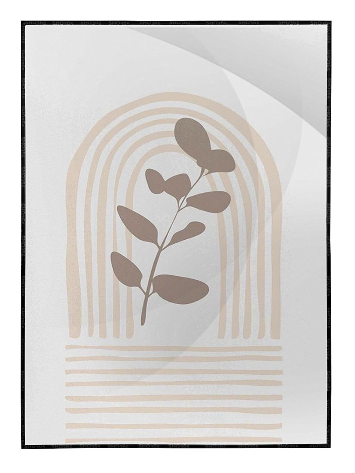 Shop365 Bitki Yapraklar ve Şekiller Modern Tablo Çerçeveli P-000725