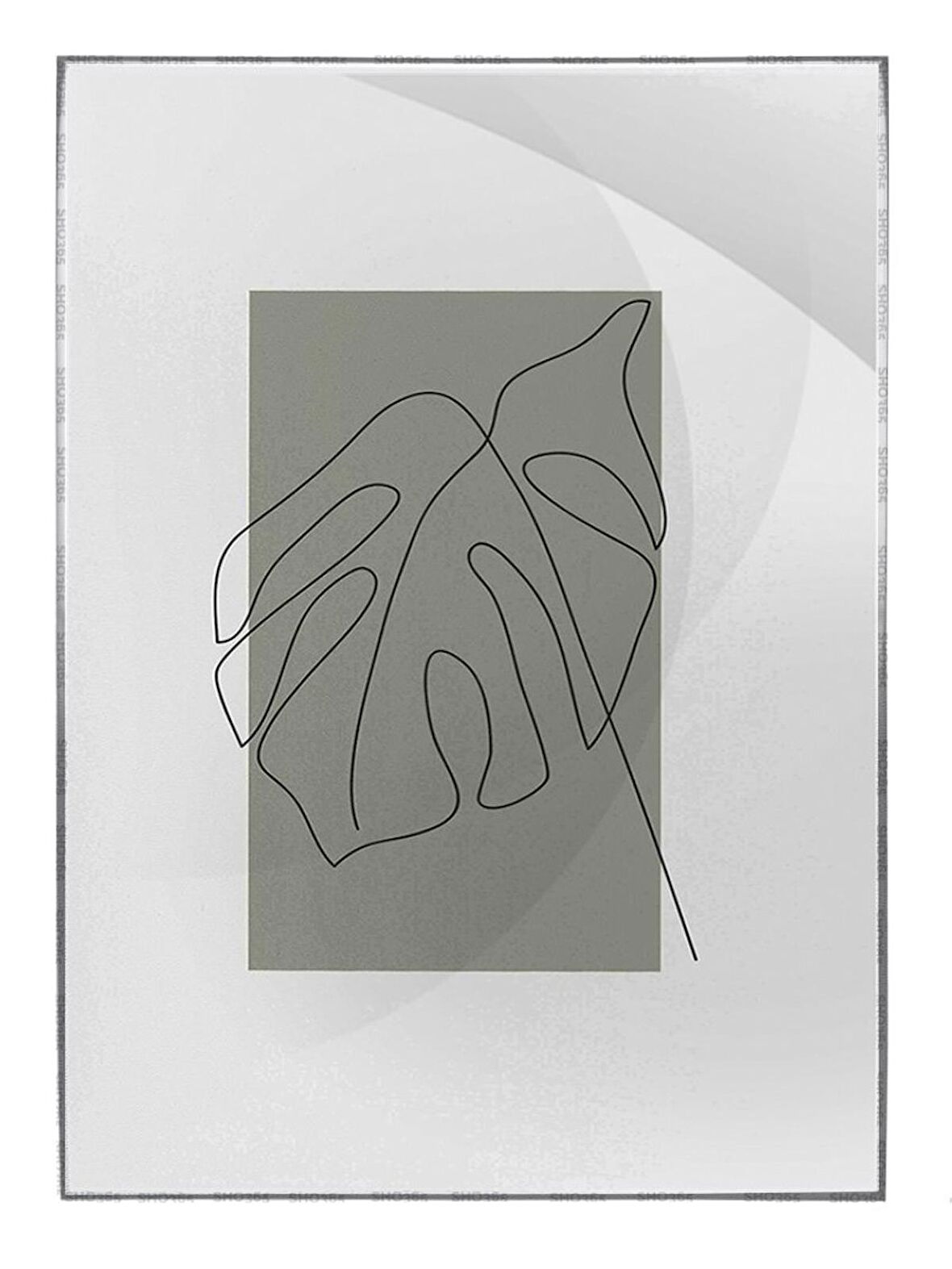 Shop365 Bitki Yapraklar ve Şekiller Modern Tablo Çerçeveli P-000732