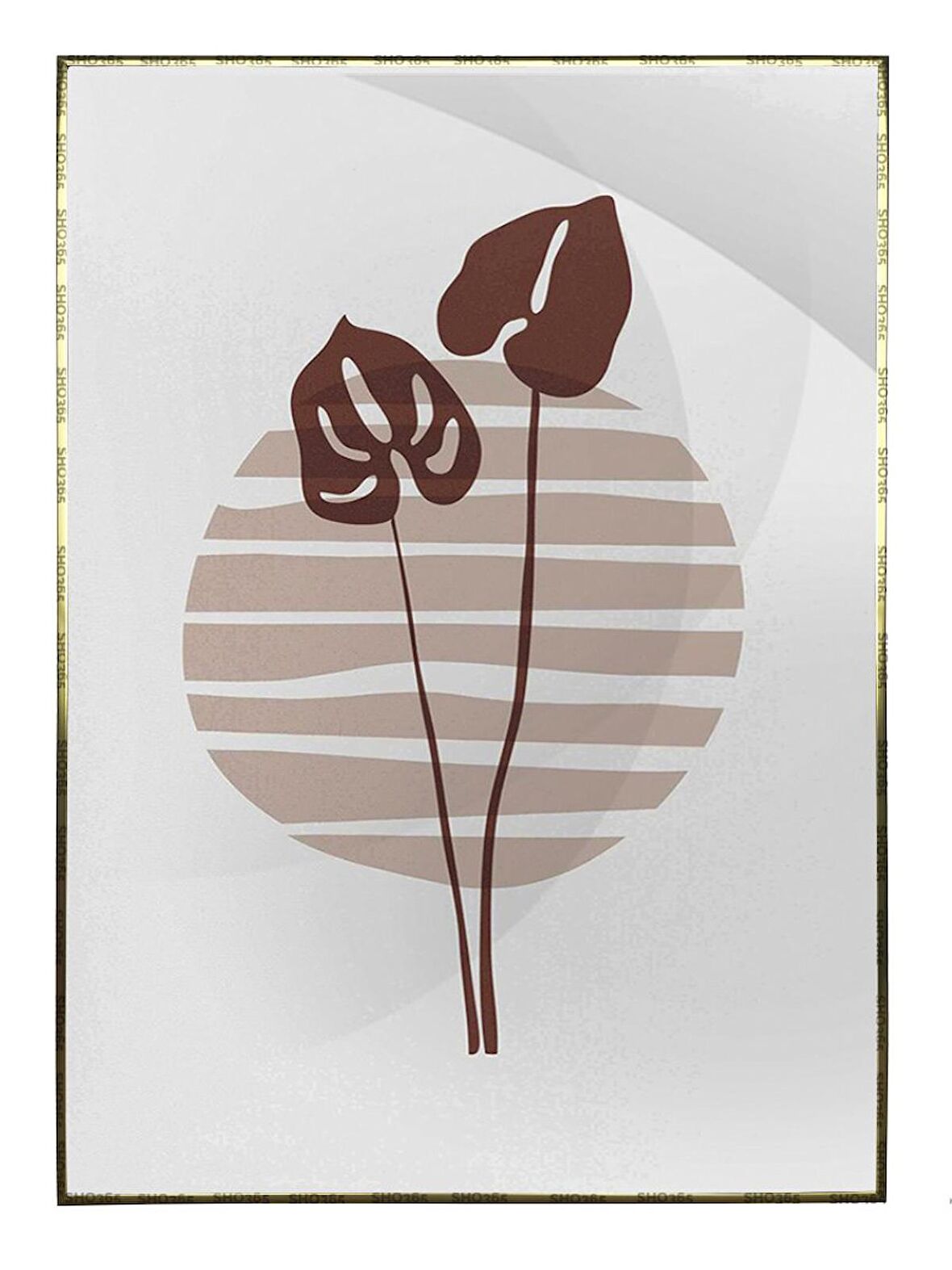 Shop365 Bitki Yapraklar ve Şekiller Modern Tablo Çerçeveli P-000752