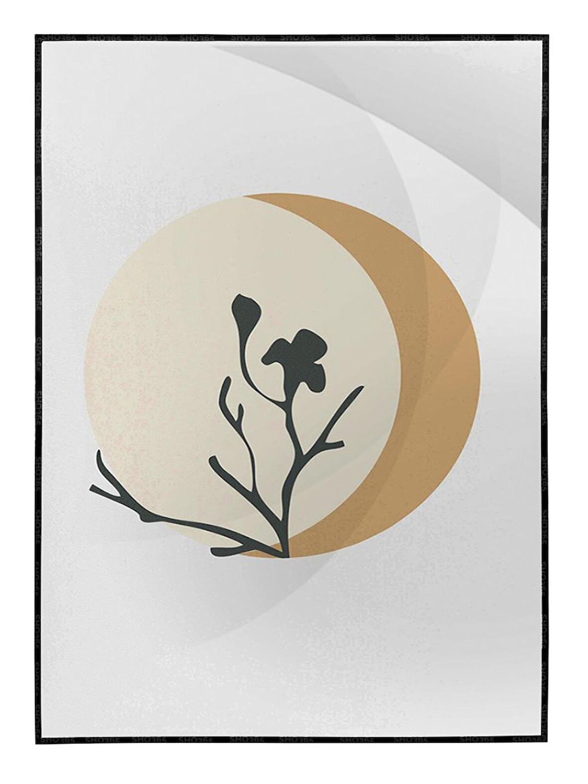 Shop365 Yapraklar ve Şekiller Karışık Renkler Modern Tablo Çerçeveli P-000765