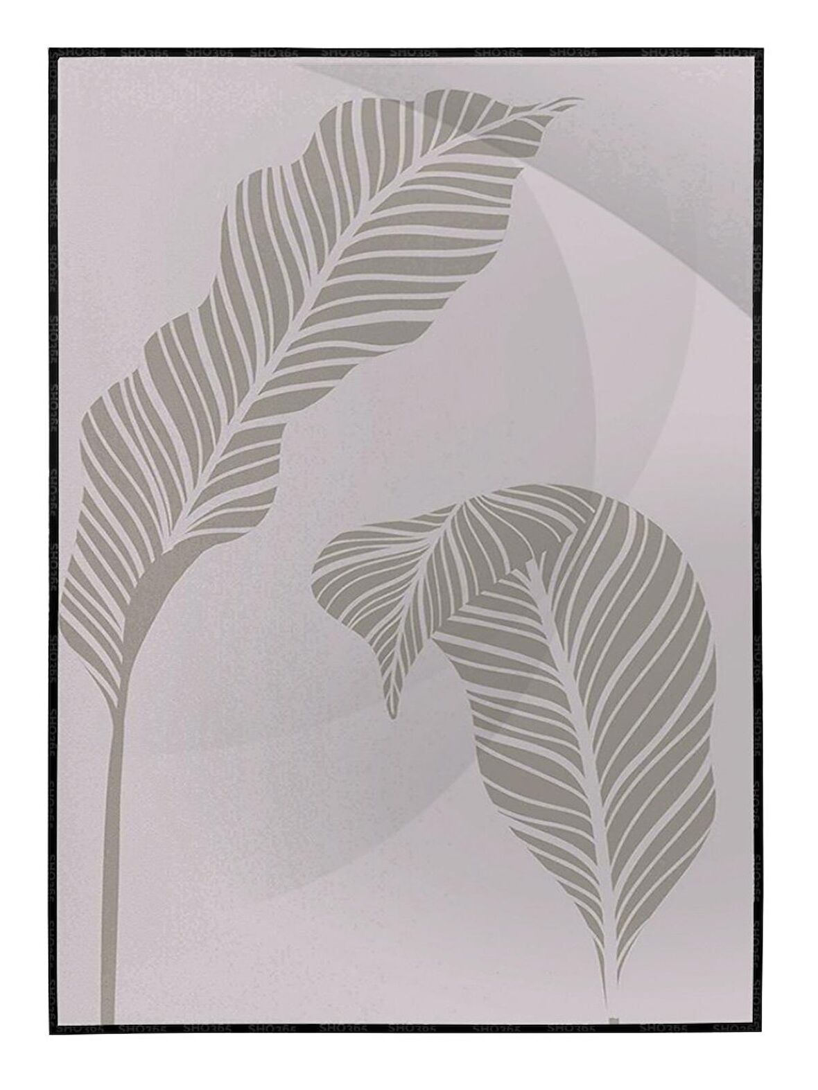 Shop365 Yapraklar ve Şekiller Karışık Renkler Modern Tablo Çerçeveli P-000796