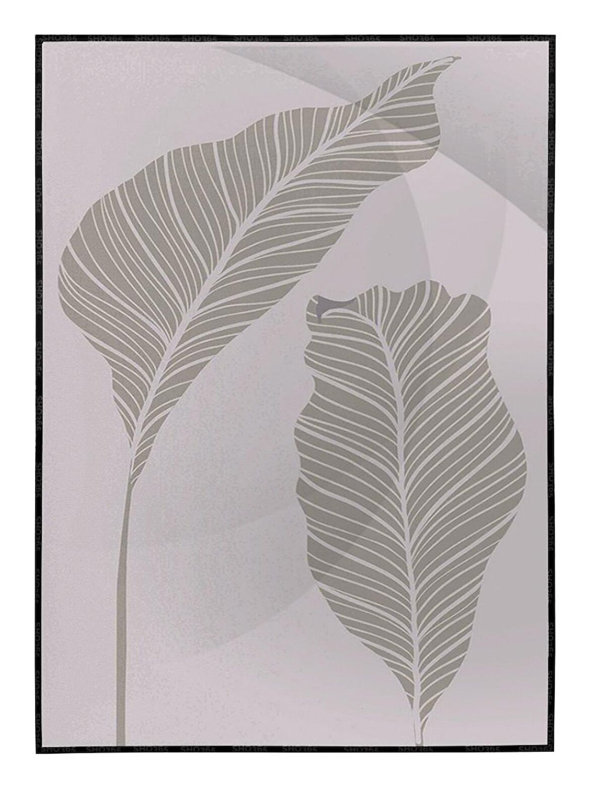 Shop365 Yapraklar ve Şekiller Karışık Renkler Modern Tablo Çerçeveli P-000797