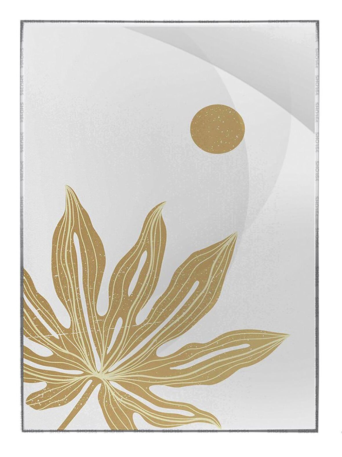 Shop365 Palmiye Yaprağı Altın Gold Renkler Modern Tablo Çerçeveli P-000812