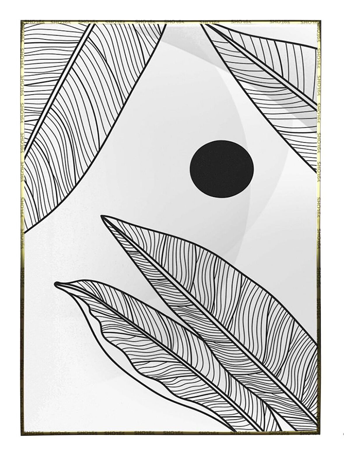Shop365 Bitki Yapraklar ve Şekiller Modern Tablo Çerçeveli P-000819