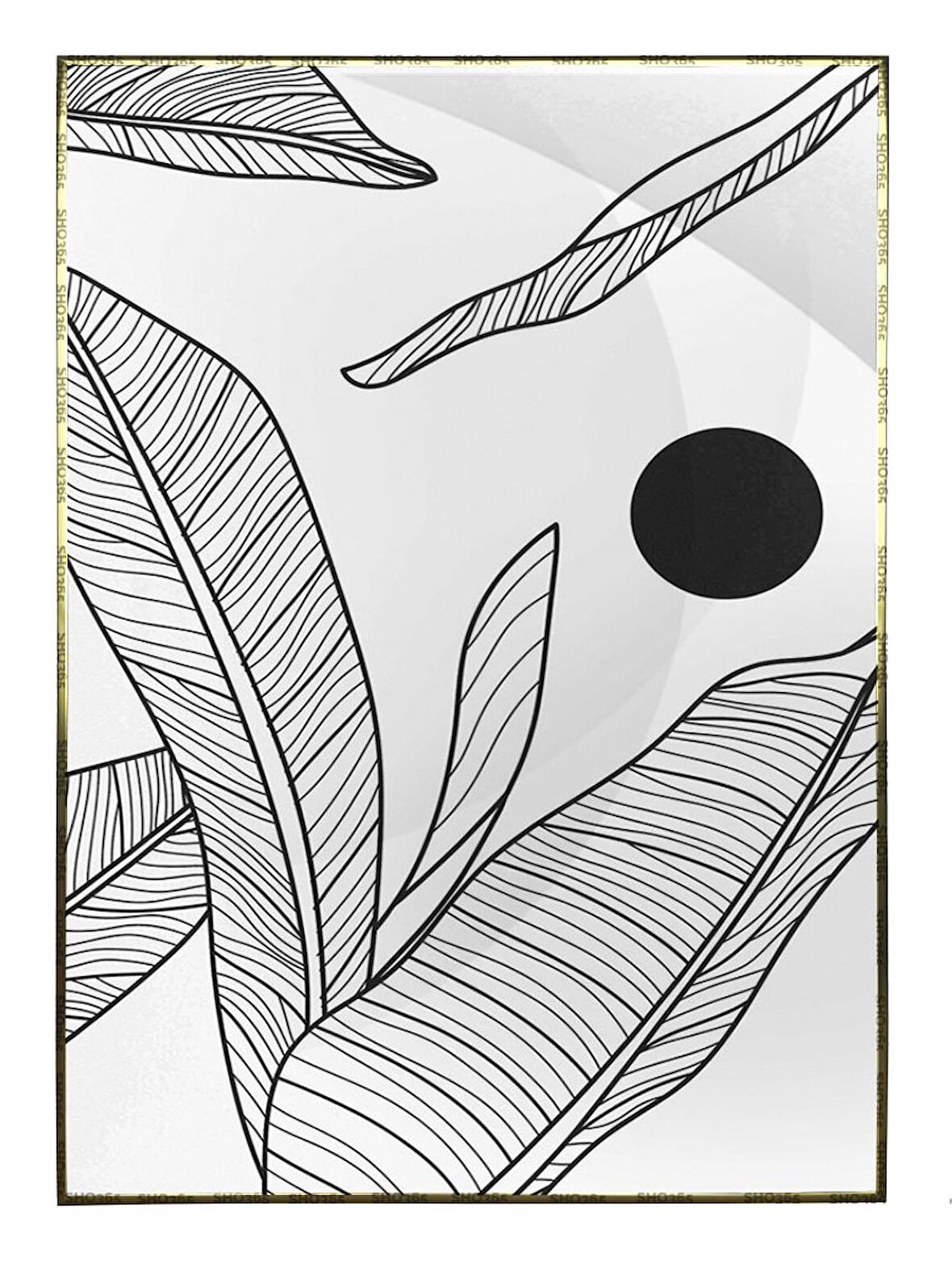 Shop365 Bitki Yapraklar ve Şekiller Modern Tablo Çerçeveli P-000822