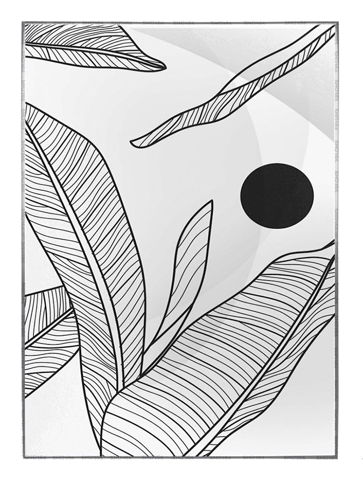 Shop365 Bitki Yapraklar ve Şekiller Modern Tablo Çerçeveli P-000822