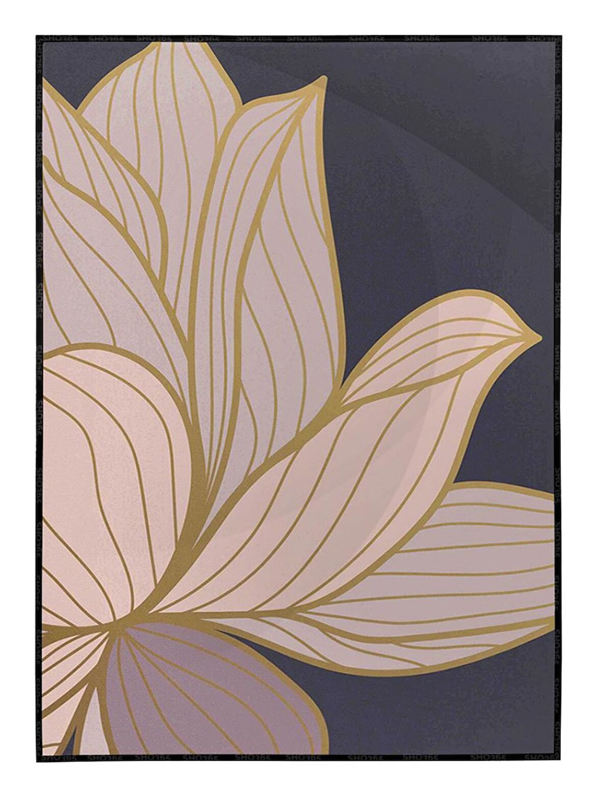 Shop365 Lotus Nilüfer Çiçek İllüstrasyon Tablo Çerçeveli P-000874