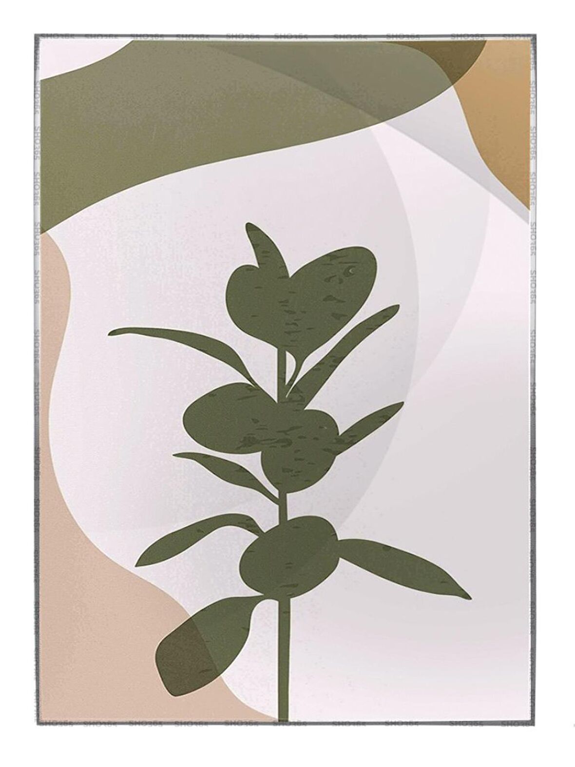 Shop365 Yeşil Yapraklar Pastel Renkler Modern Tablo Çerçeveli P-000885